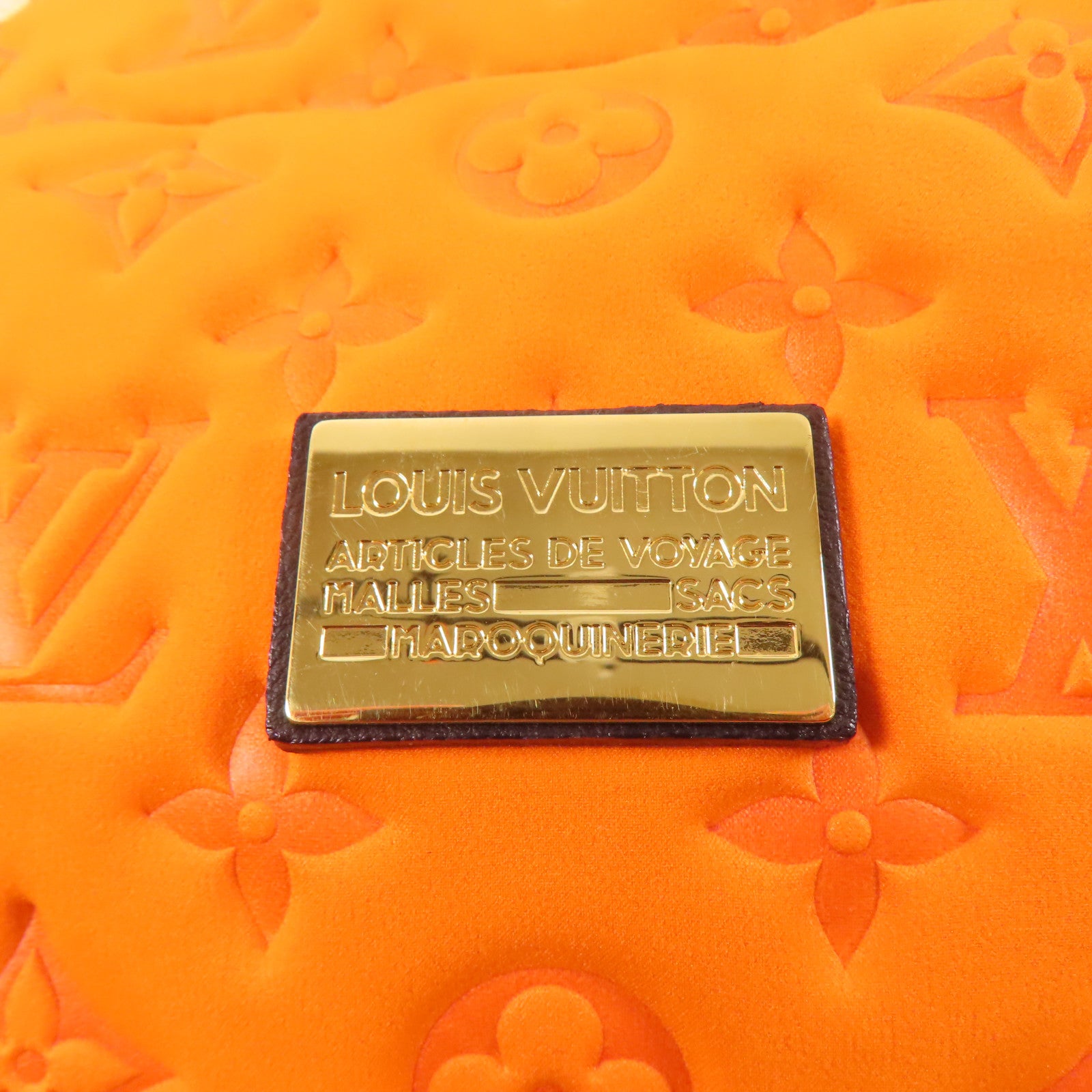 LOUIS VUITTON Monogram Neoprene Scaba MM金扣手挽袋橙色