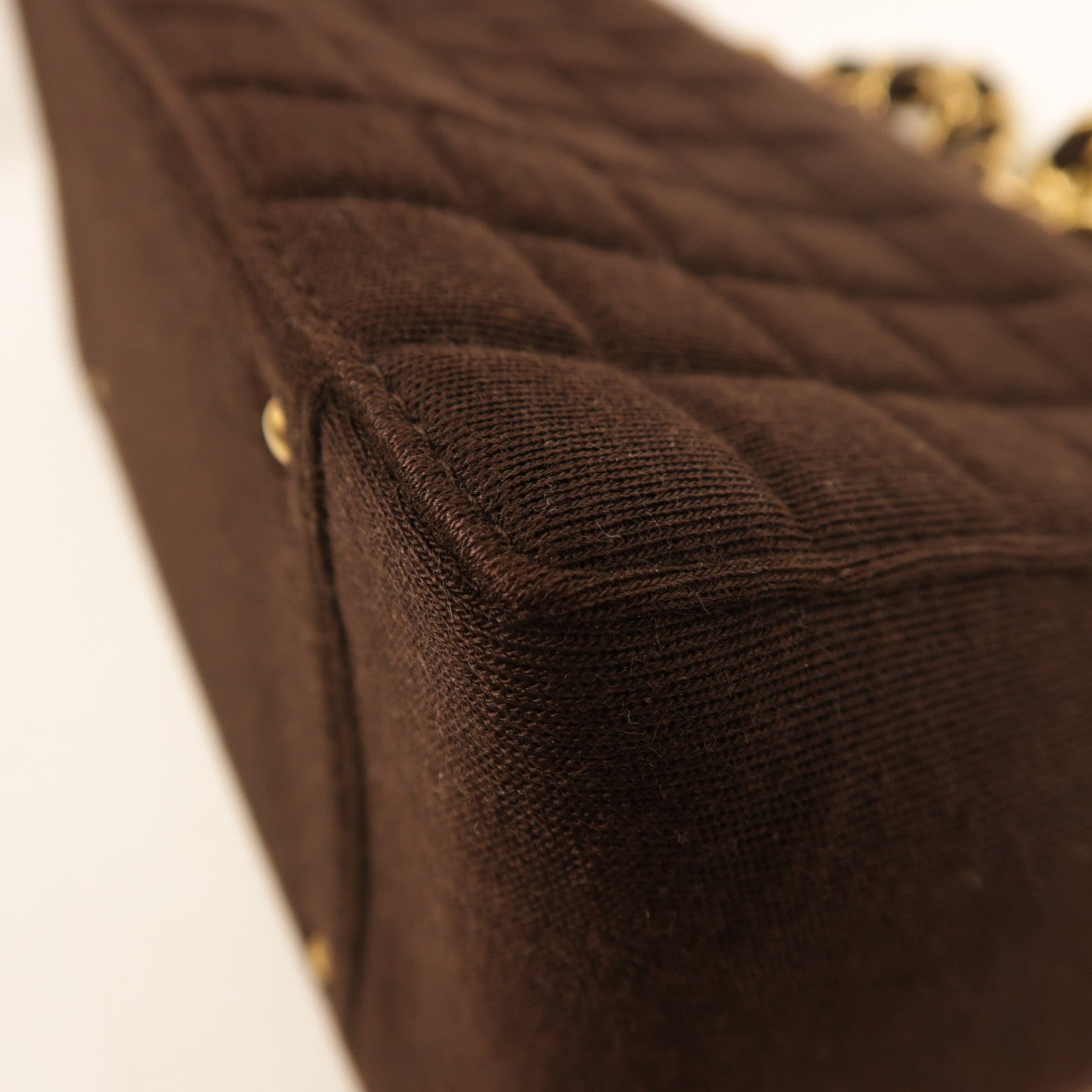 CHANEL CC Vintage Chain Shoulder Bag Canvas Brown