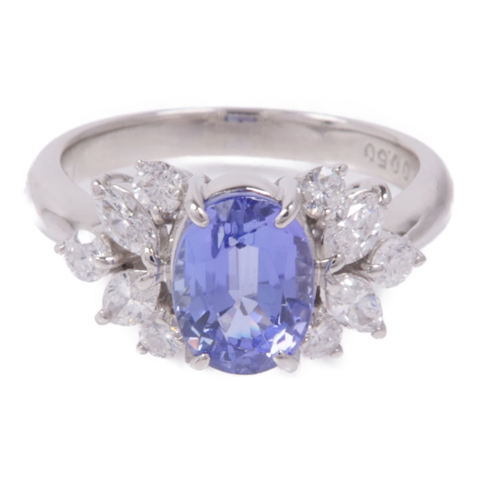 JEWELRY 【激減優惠】PT900鉑金Tanzanite/Diamond Ring坦桑石/鑽石戒指US#6.75
