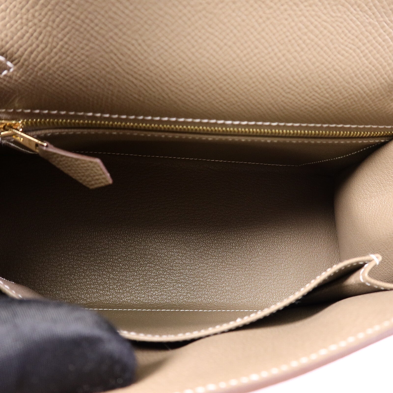 HERMES Epsom皮革Kelly 25手挽肩背兩用袋Etoupe