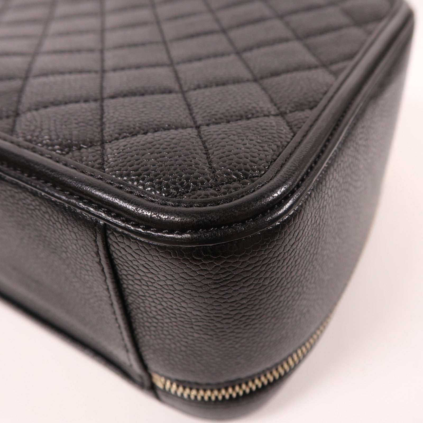 CHANEL CC GHW Filigree Vanity Case 2 Way Bag A93344 Calfskin Leather