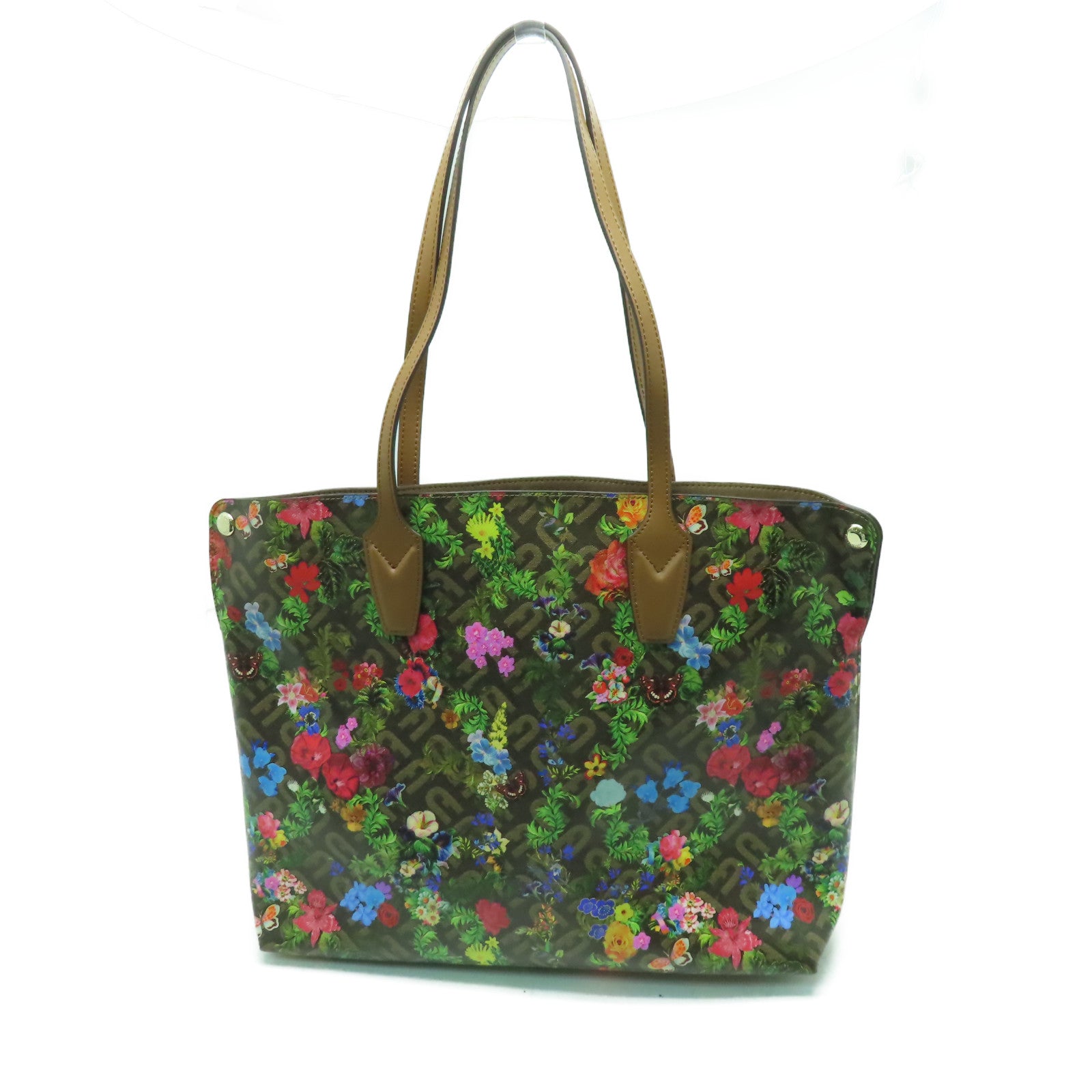 Furla 【激減優惠】PVC塗層帆布Tote Bag金扣手挽袋啡色