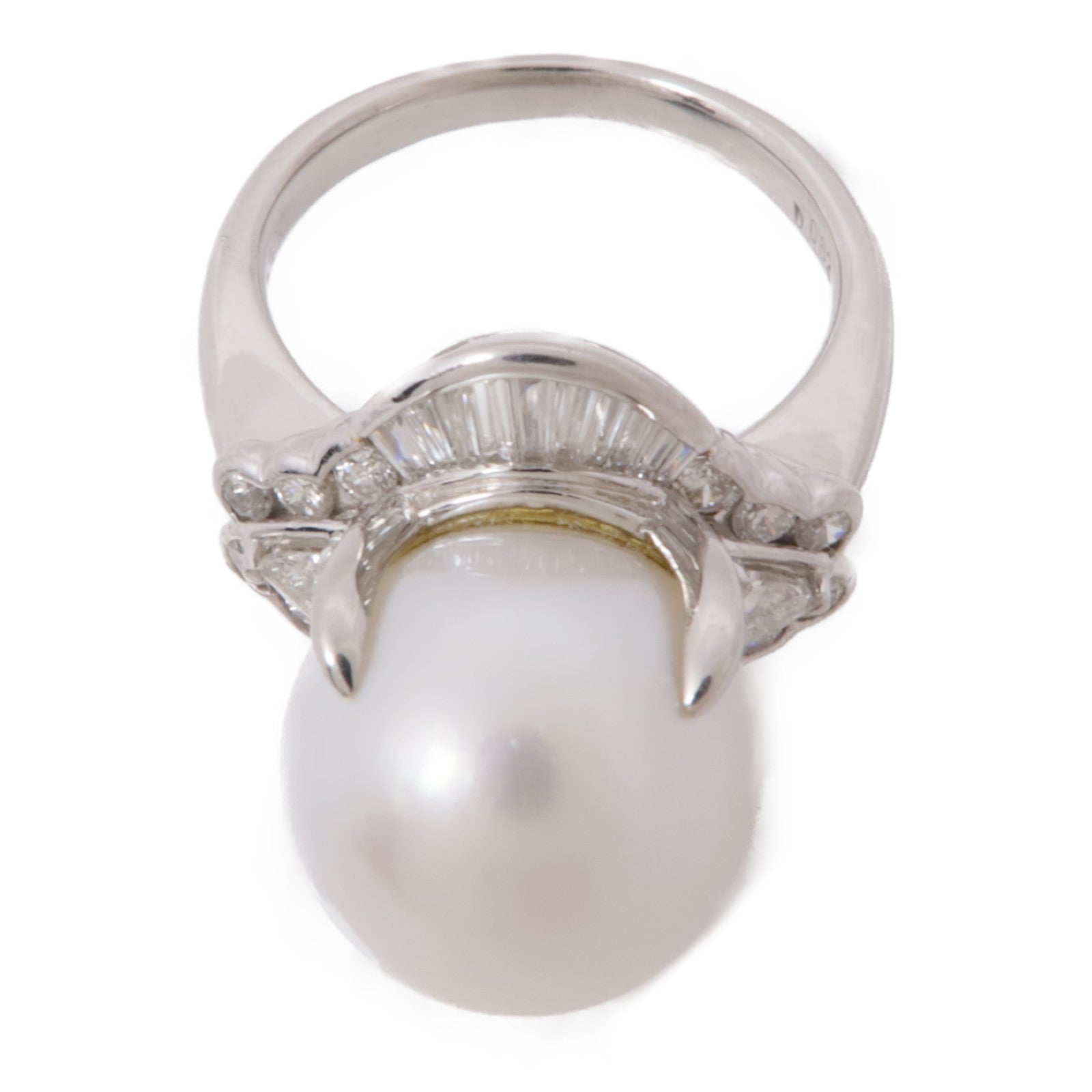 JEWELRY PT900鉑金Pearl Diamond Ring珍珠/鑽石戒指US#6