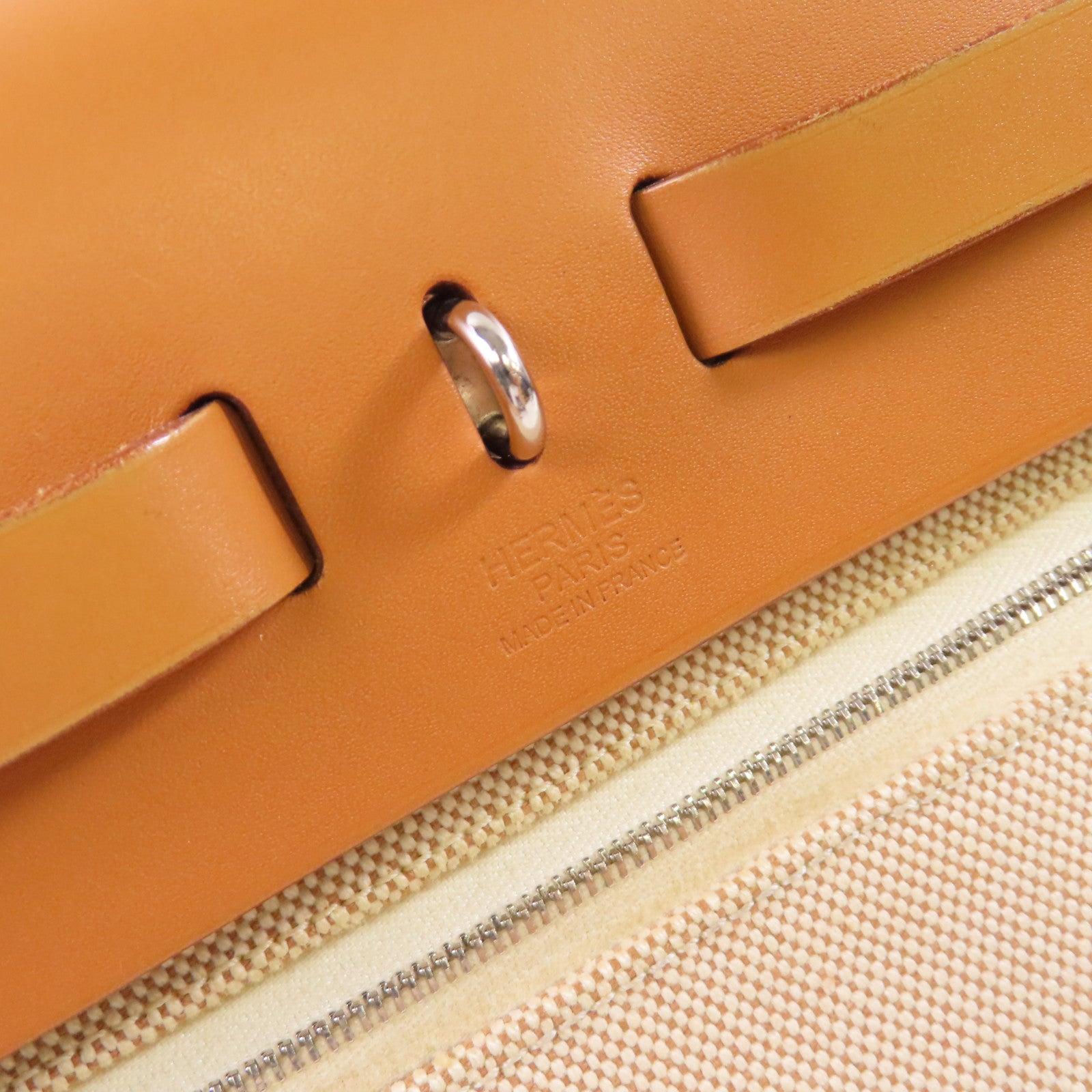 HERMES Toile-H帆布Herbag TPM 2Way Shoulder Bag銀扣手挽肩背兩用袋Beton冰川白色