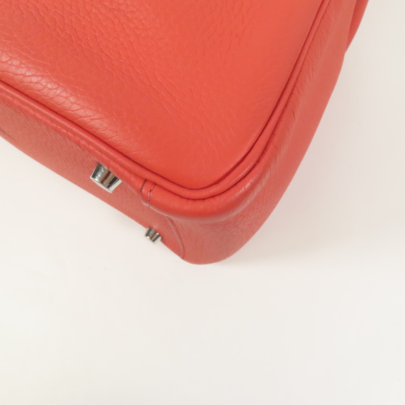 HERMES 【激減優惠】Clemence皮革Lindy 30銀扣手挽肩背兩用袋Red