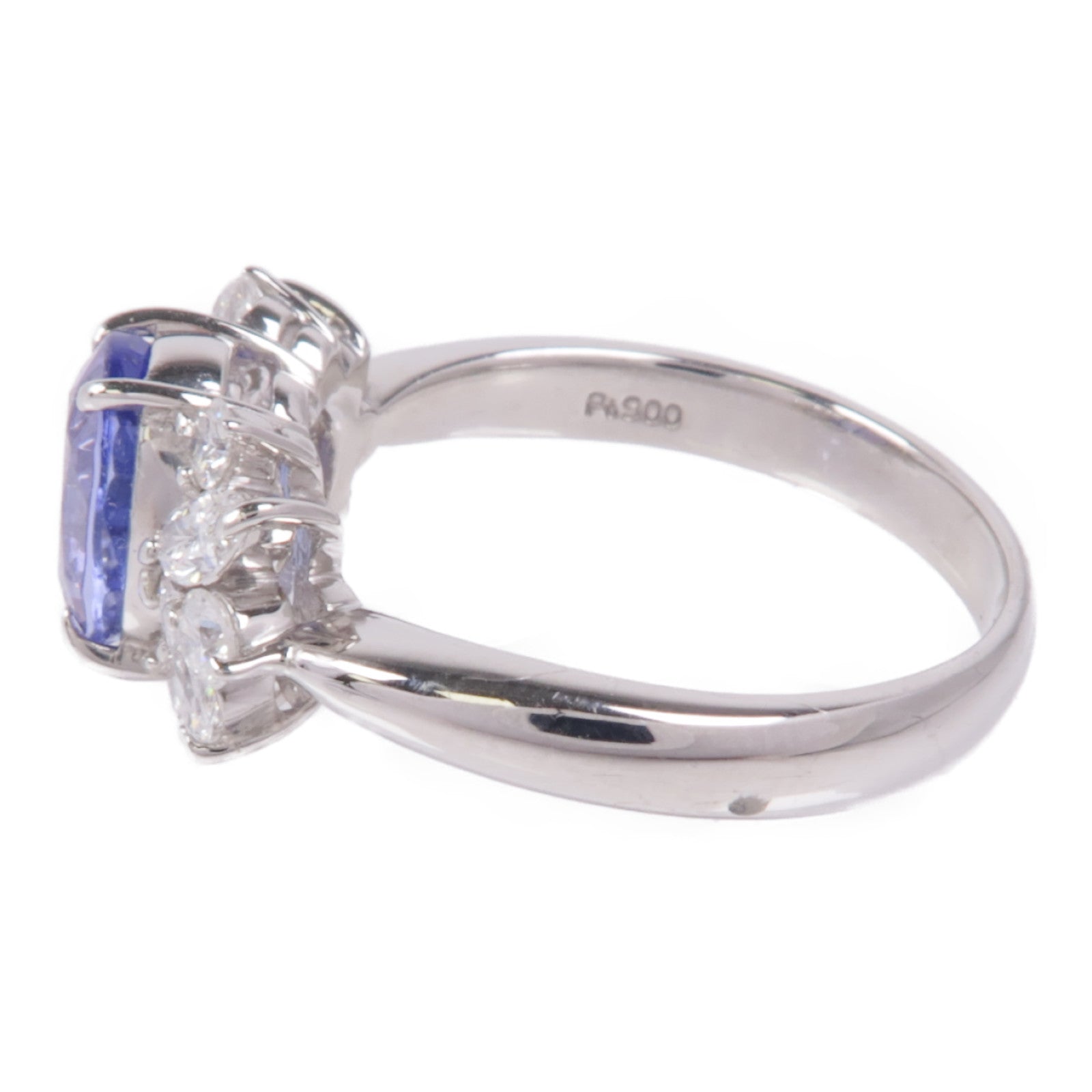 JEWELRY 【激減優惠】PT900鉑金Tanzanite/Diamond Ring坦桑石/鑽石戒指US#6.75