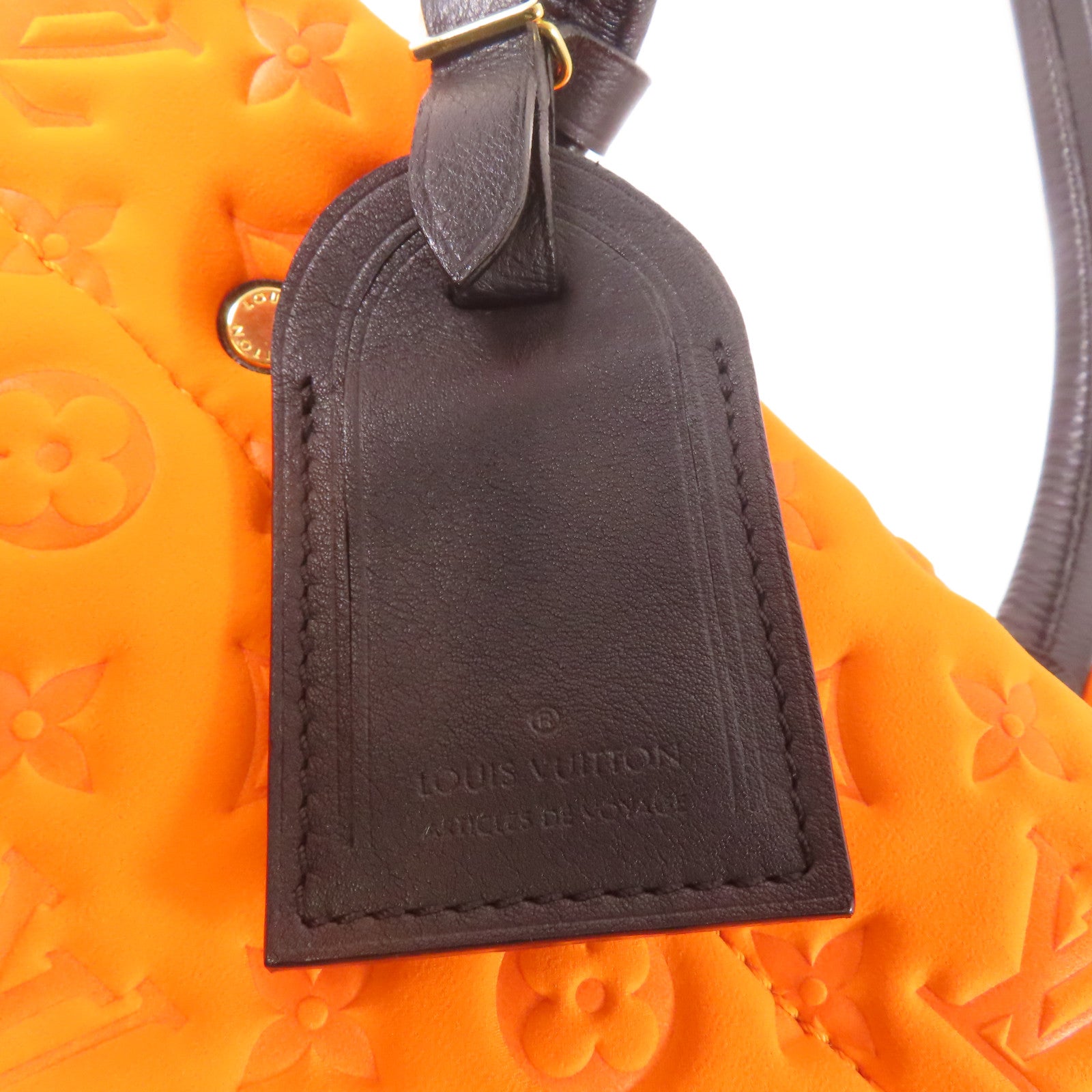 LOUIS VUITTON Monogram Neoprene Scaba MM金扣手挽袋橙色