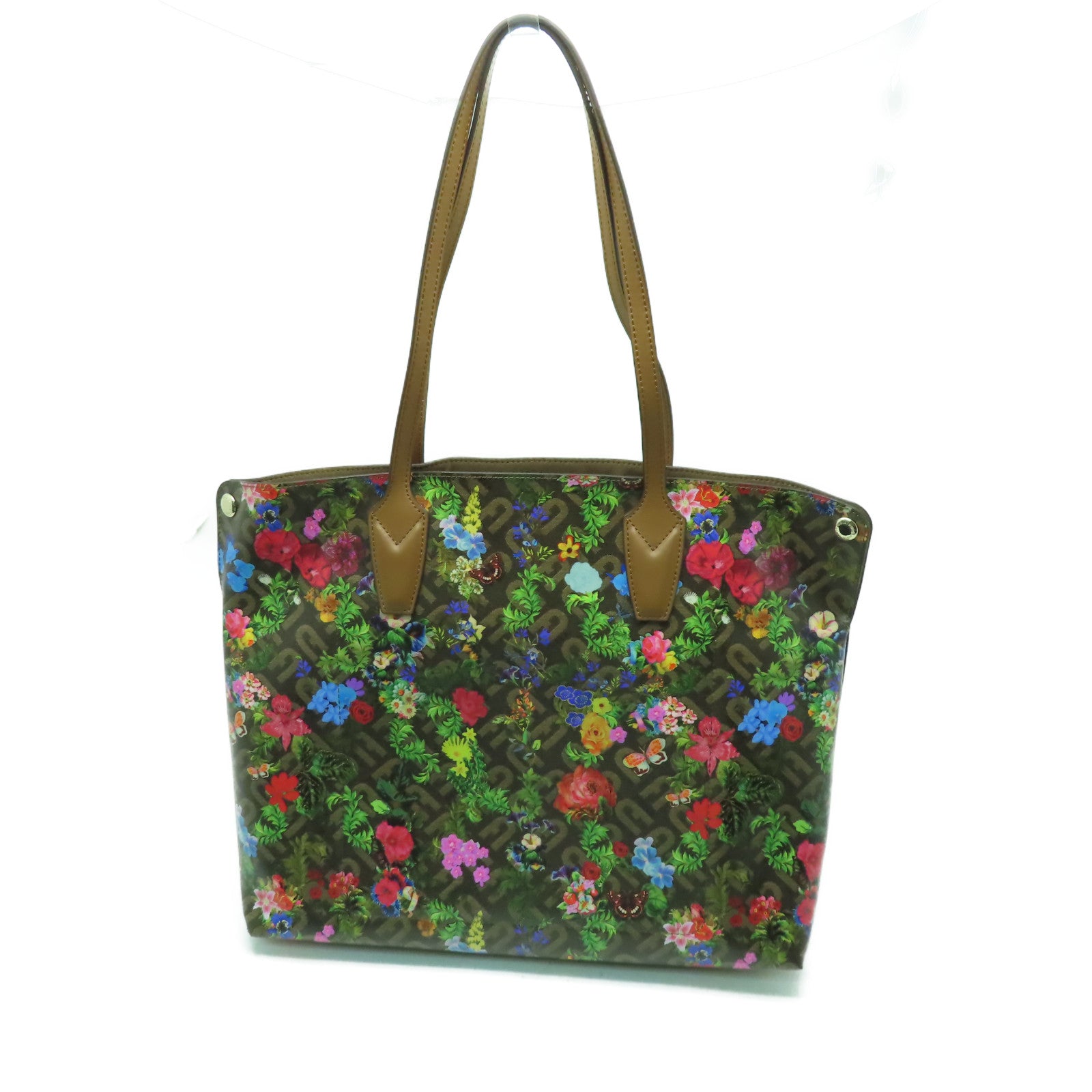 Furla 【激減優惠】PVC塗層帆布Tote Bag金扣手挽袋啡色