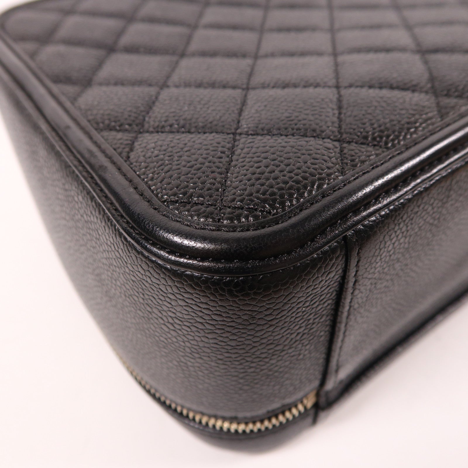 CHANEL CC GHW Filigree Vanity Case 2 Way Bag A93344 Calfskin Leather