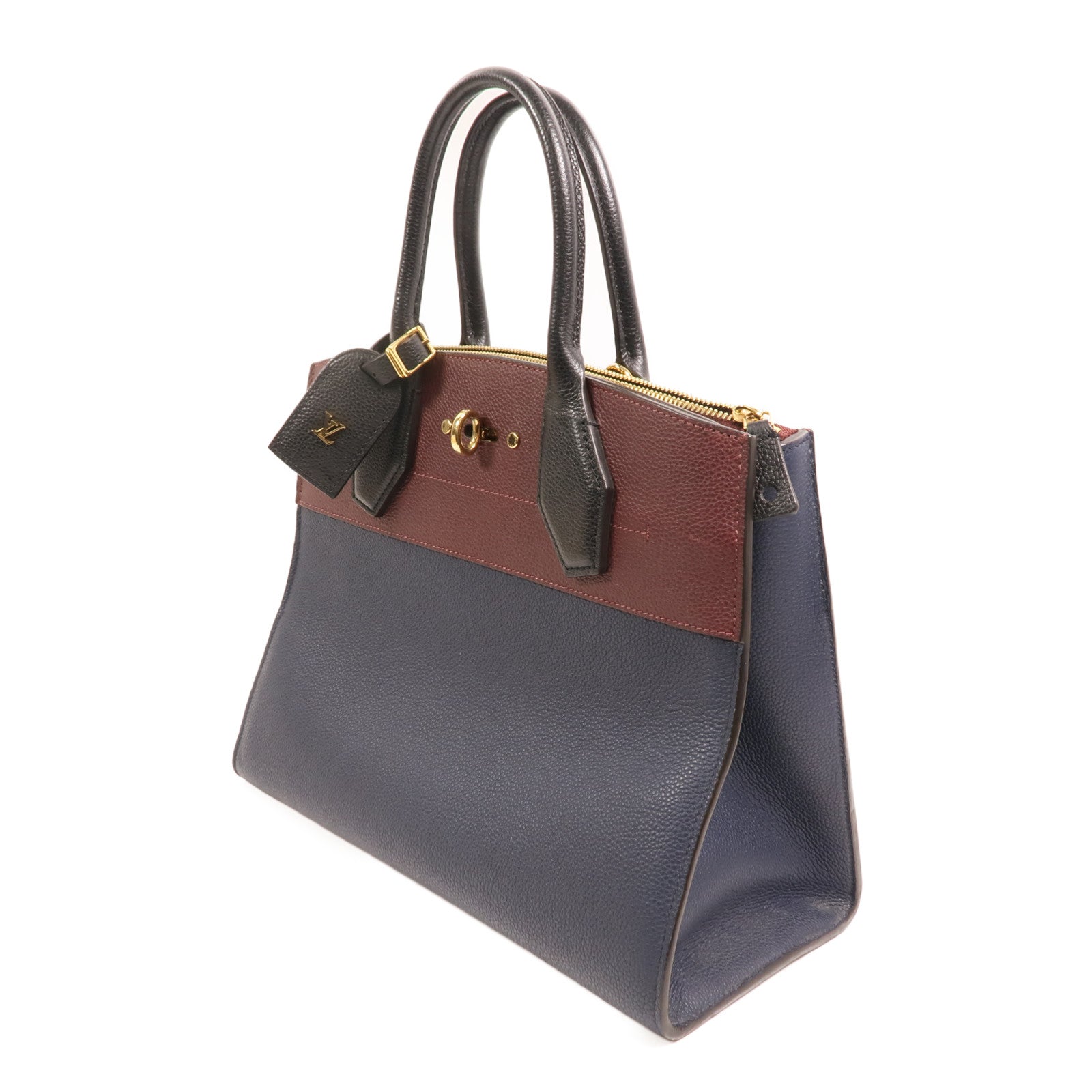 LOUIS VUITTON 牛皮皮革City Steamer MM金扣手挽肩背兩用袋
