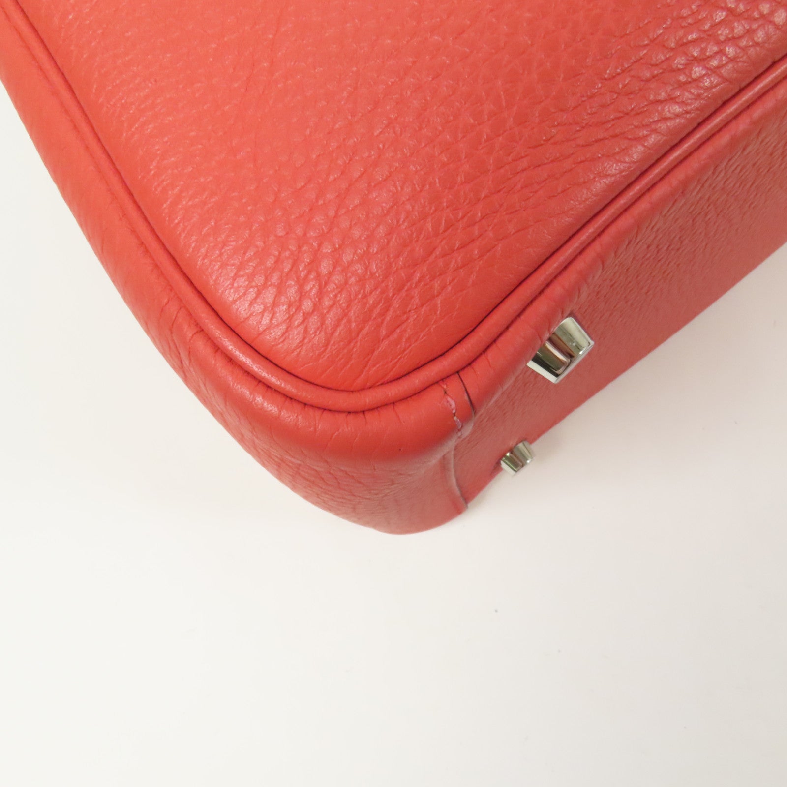 HERMES 【激減優惠】Clemence皮革Lindy 30銀扣手挽肩背兩用袋Red