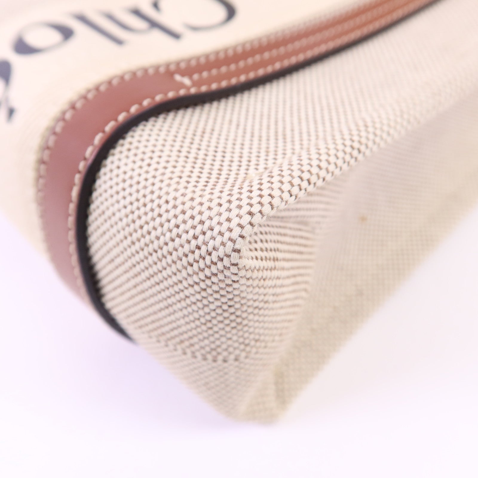 Chloe 帆布Woody Small金扣手挽肩背兩用袋