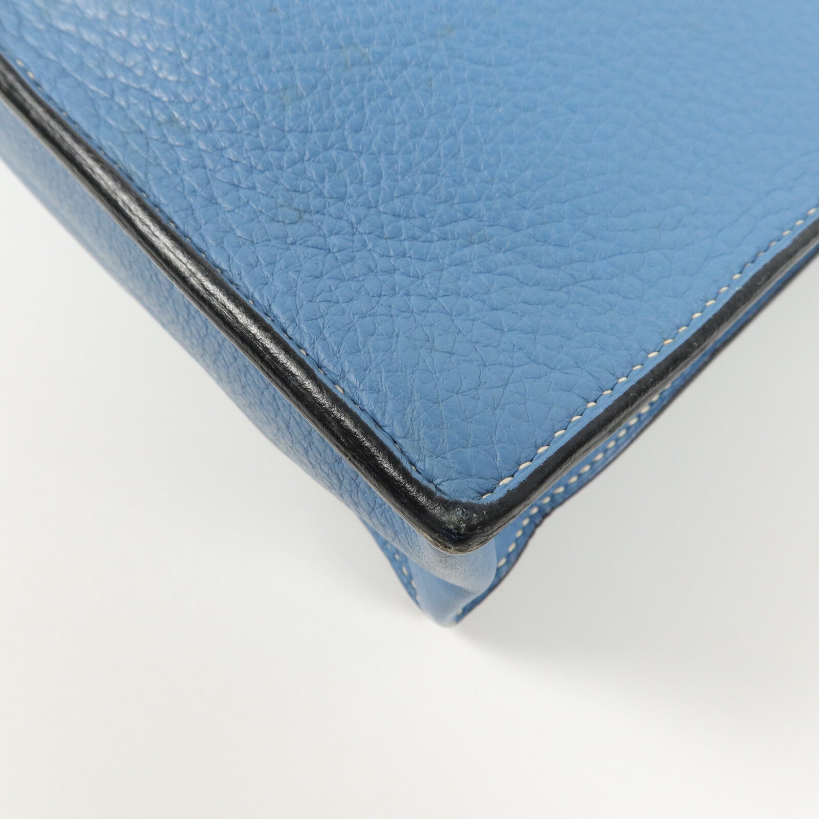 HERMES Clemence皮革Sack Adepeche手挽袋Bleu Jean
