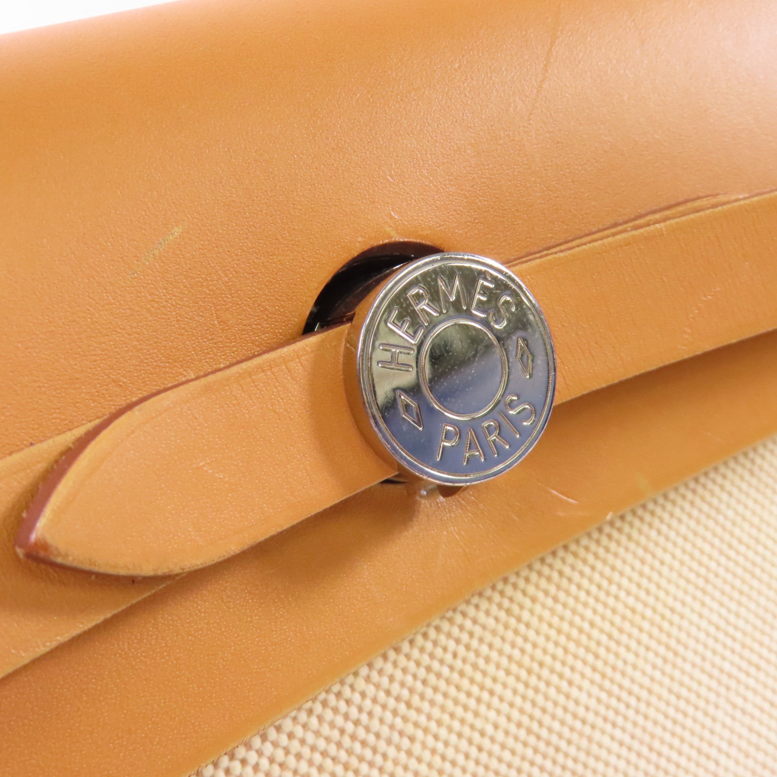 HERMES Toile-H帆布Herbag TPM 2Way Shoulder Bag銀扣手挽肩背兩用袋Beton冰川白色