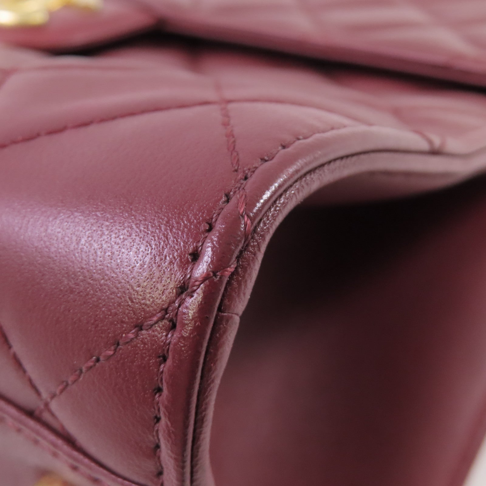 CHANEL 【激減優惠】菱格牛皮皮革Chain Shoulder Bag金扣鏈帶肩背袋酒紅色