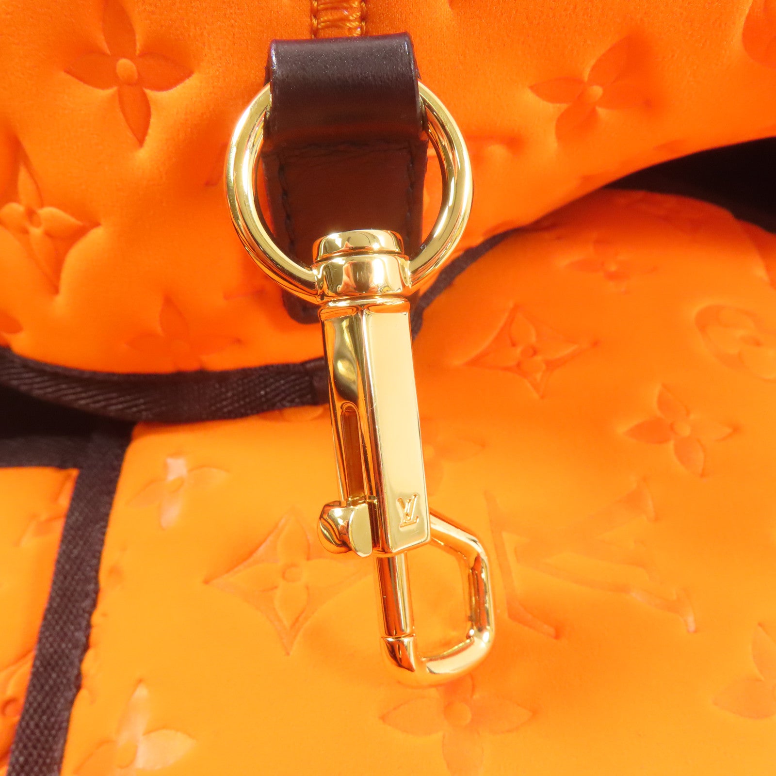 LOUIS VUITTON Monogram Neoprene Scaba MM金扣手挽袋橙色