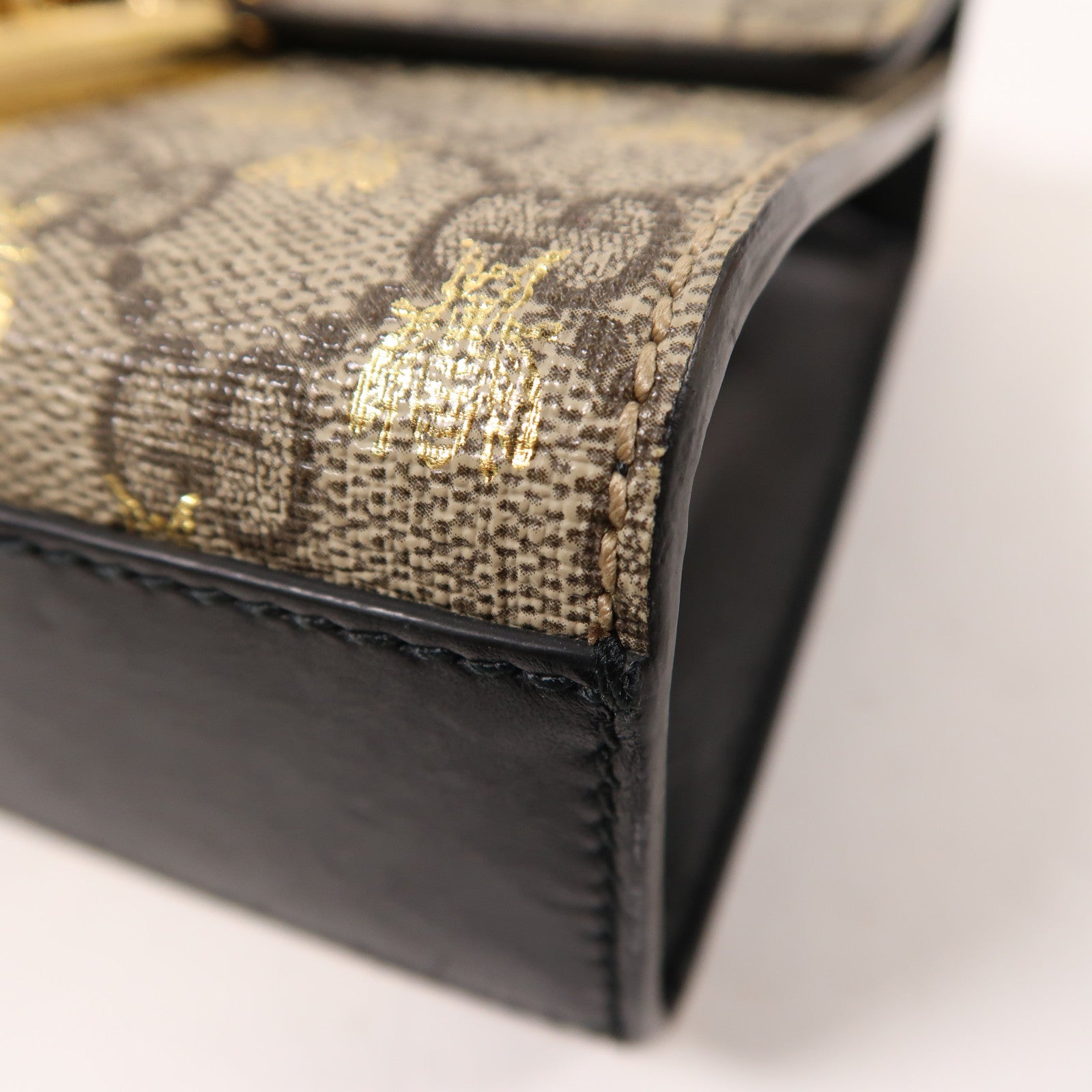 GUCCI 塗層帆布/牛皮皮革Padlock Small金扣鏈帶肩背袋