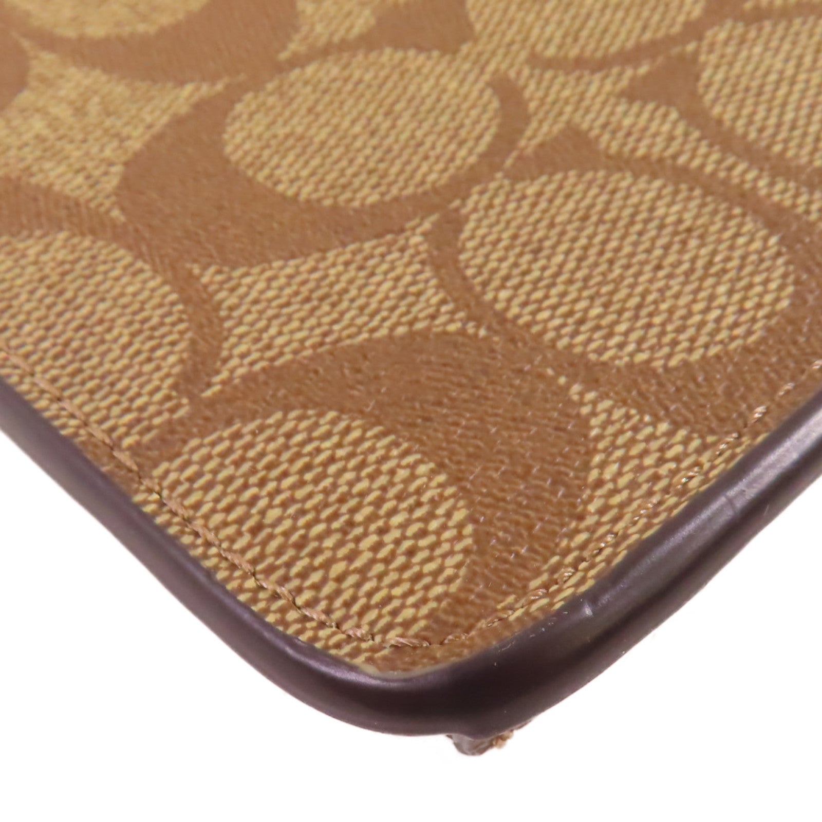 COACH 塗層帆布Phone Case Shoulder Bag銀扣肩背袋啡色/綠色