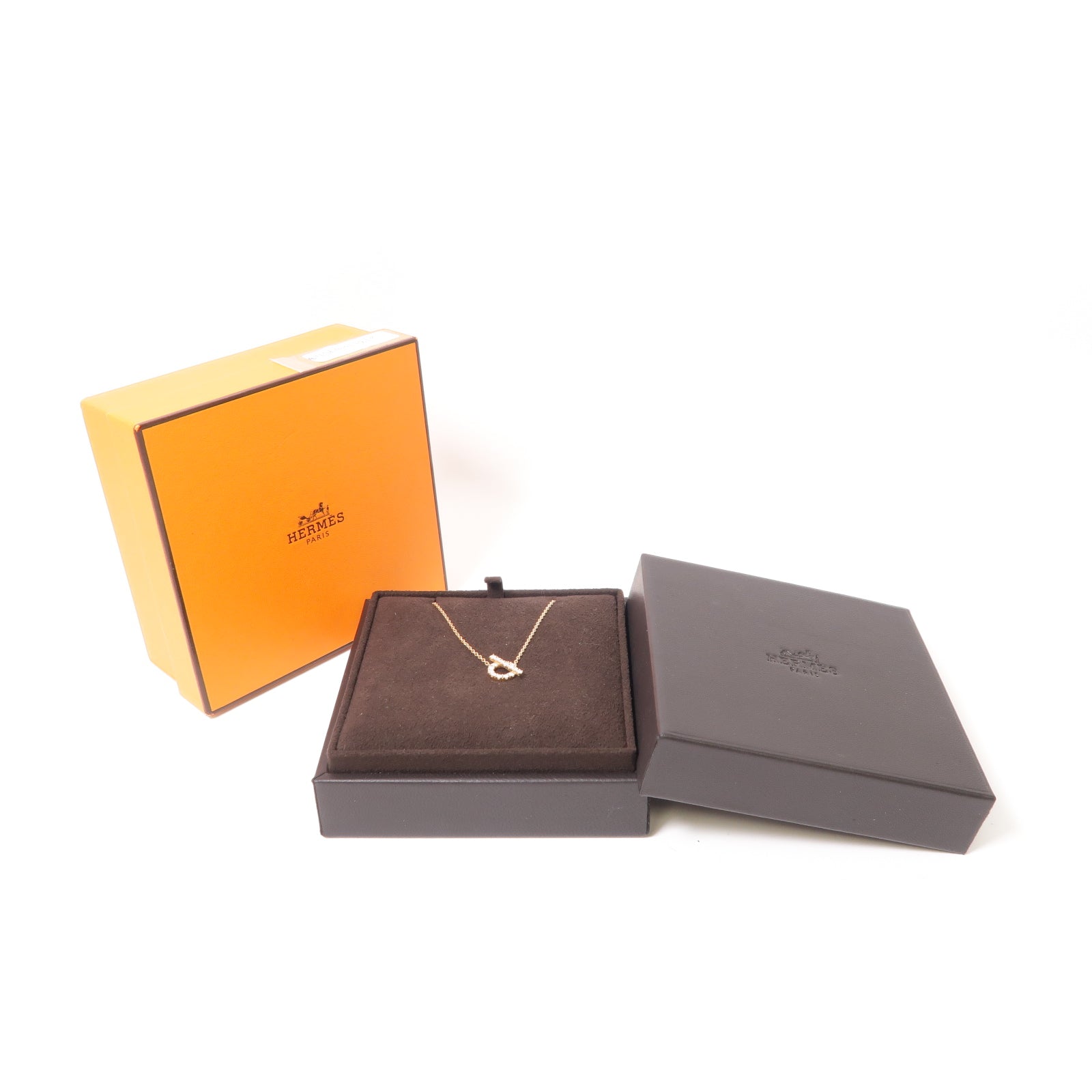 HERMES 18K玫瑰金Finesse Pendant鑽石項鍊