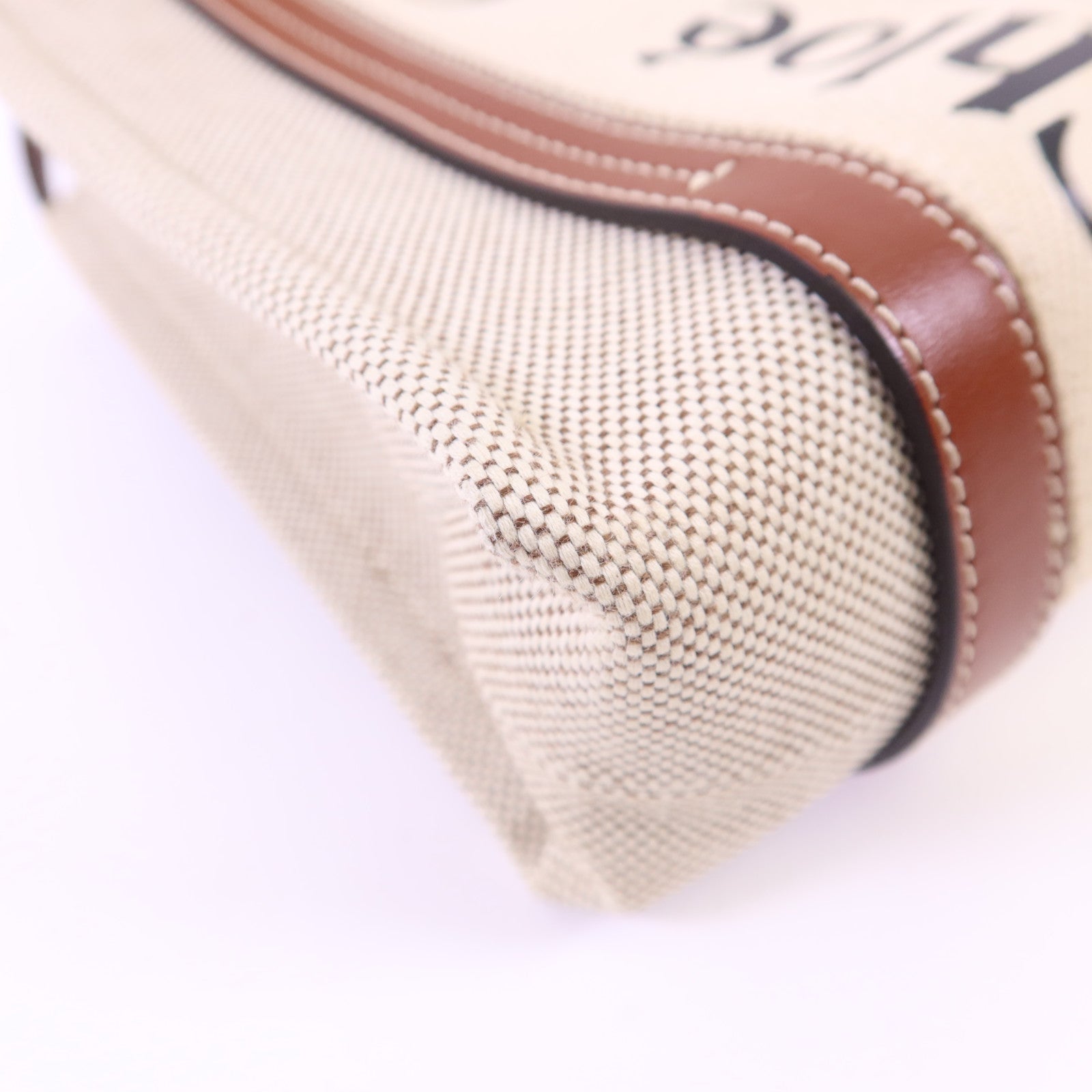 Chloe 帆布Woody Small金扣手挽肩背兩用袋