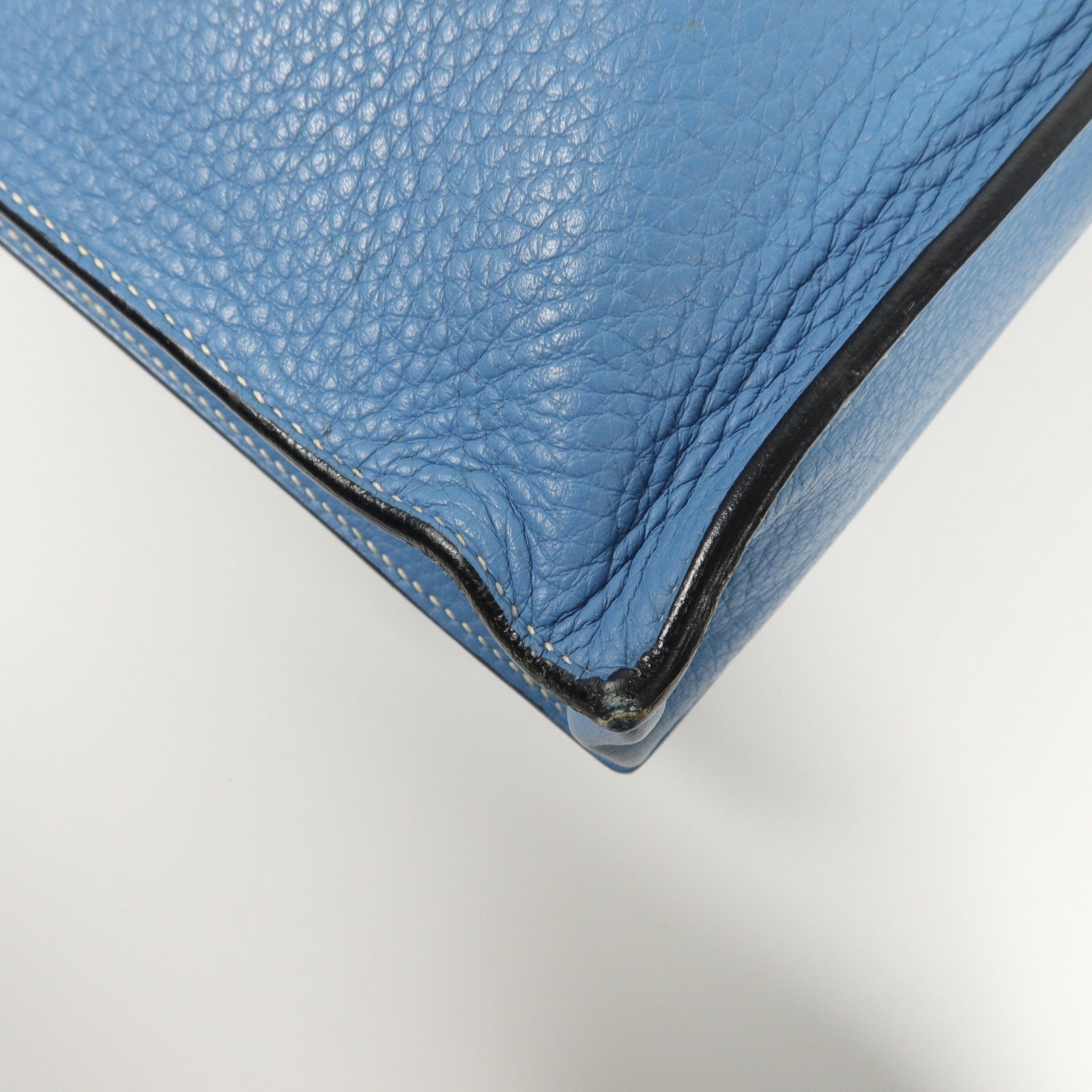 HERMES Clemence皮革Sack Adepeche手挽袋Bleu Jean