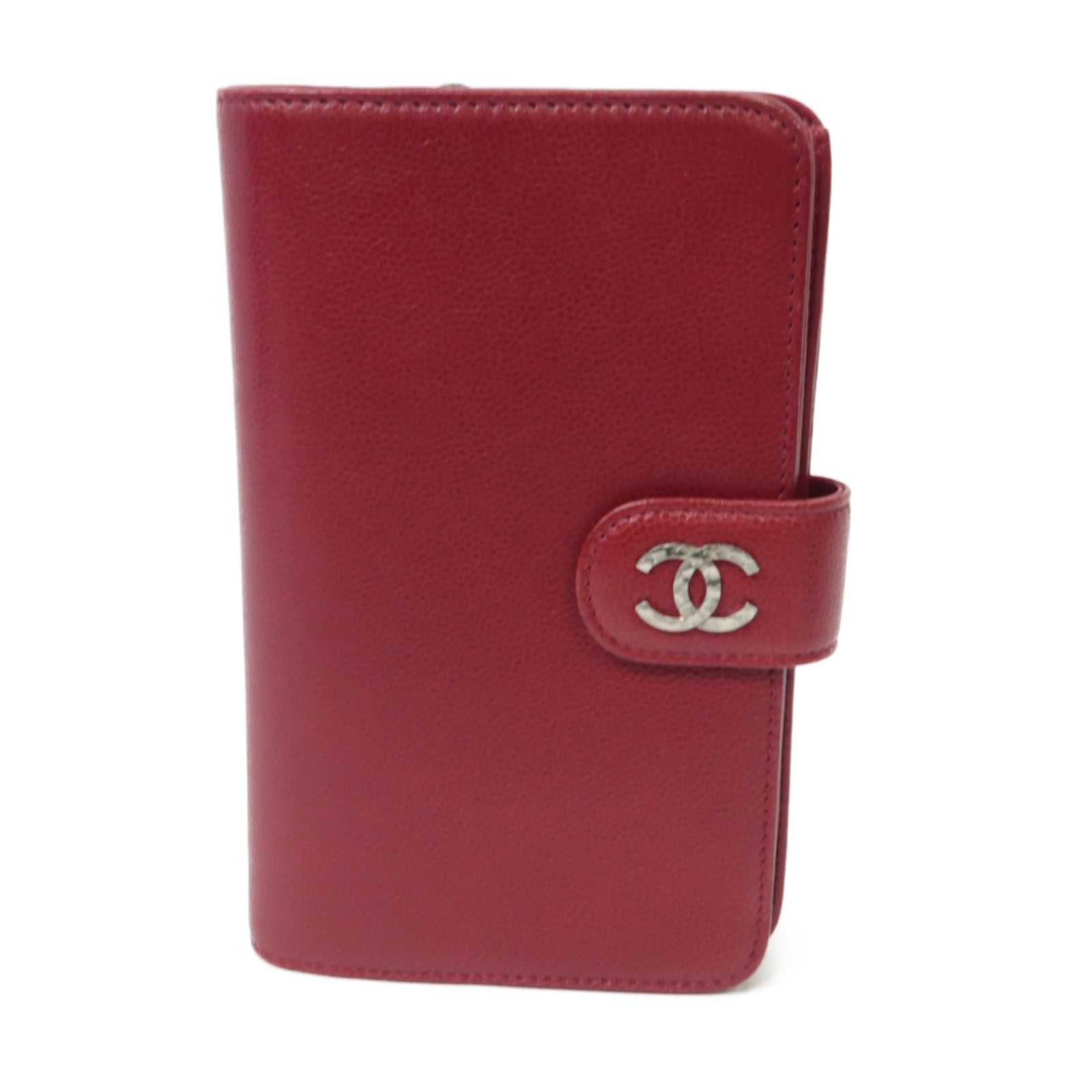 CHANEL 【激減優惠】Caviar皮革Wallet銀扣錢包紅色