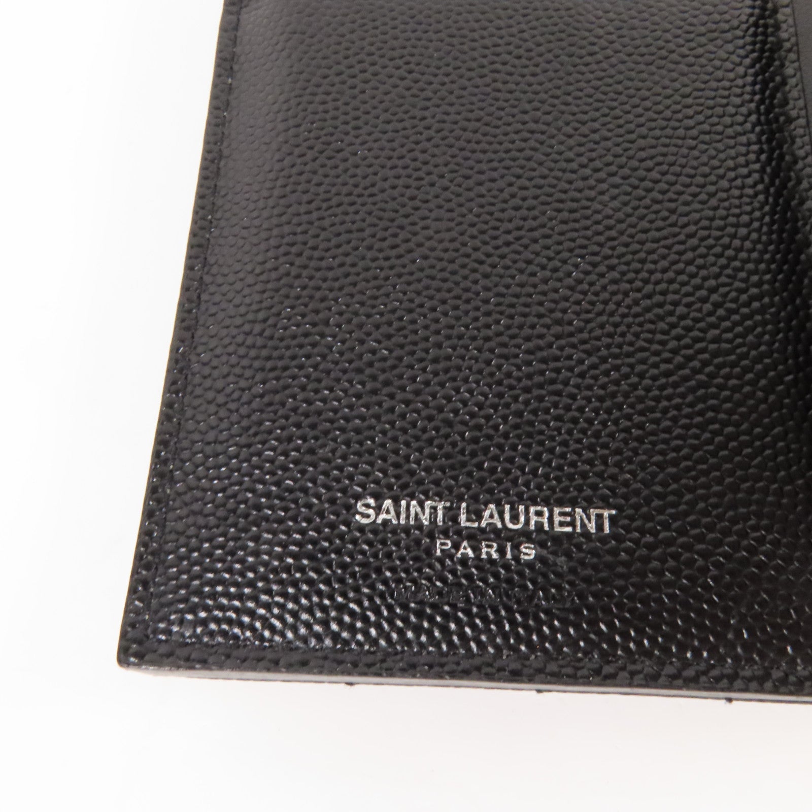 YVES SAINT LAURENT 牛皮皮革Fold Wallet銀扣錢包