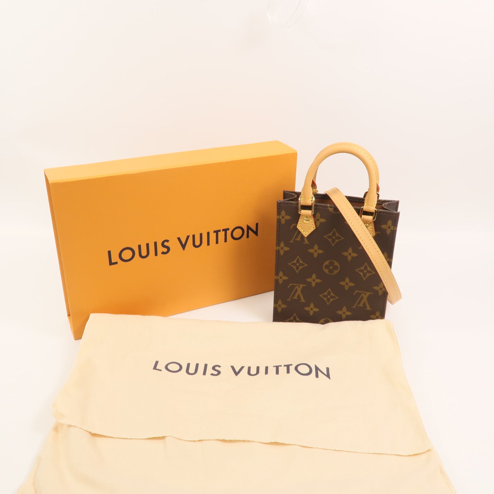 LOUIS VUITTON Monogram Petit Sac Plat手挽肩背兩用袋