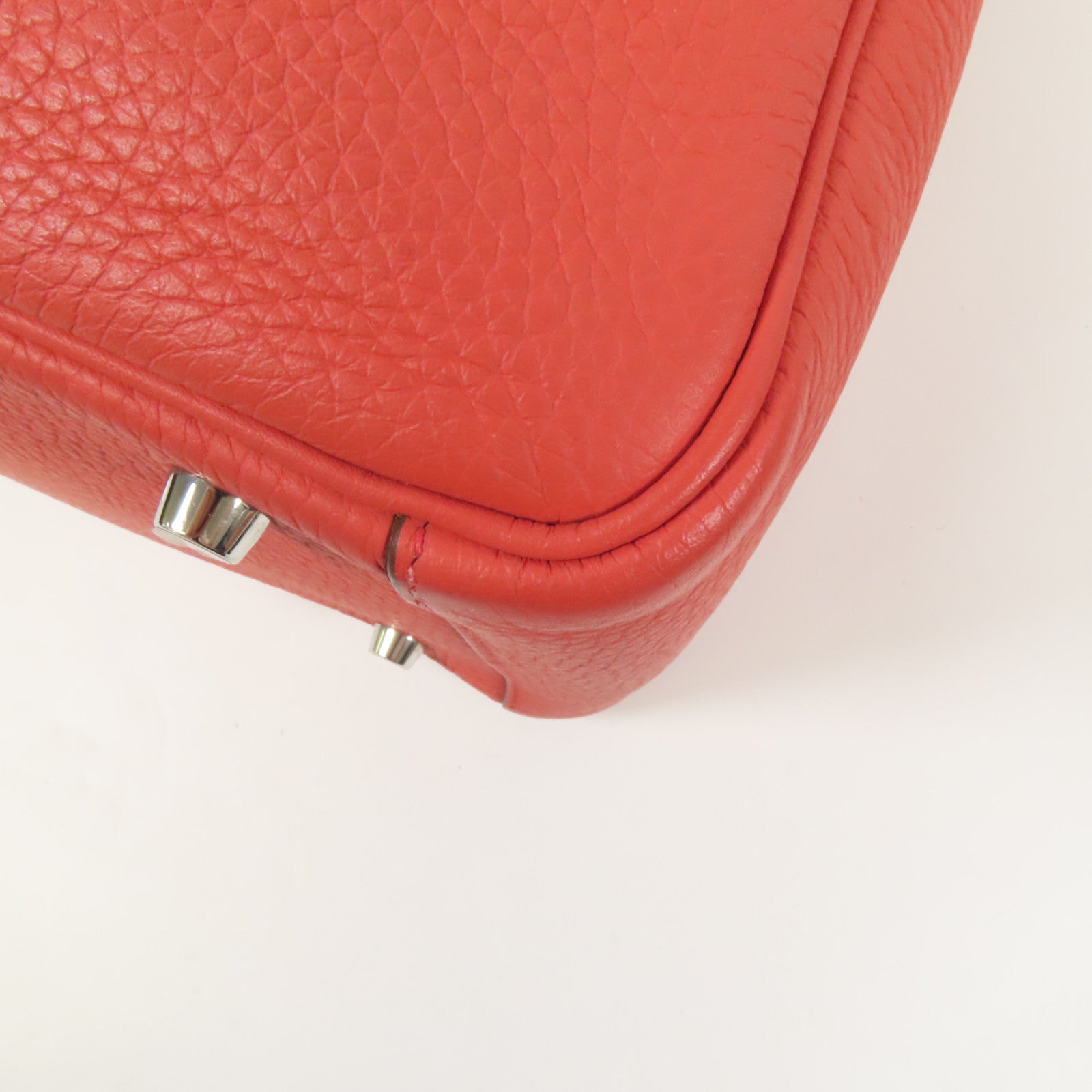 HERMES 【激減優惠】Clemence皮革Lindy 30銀扣手挽肩背兩用袋Red