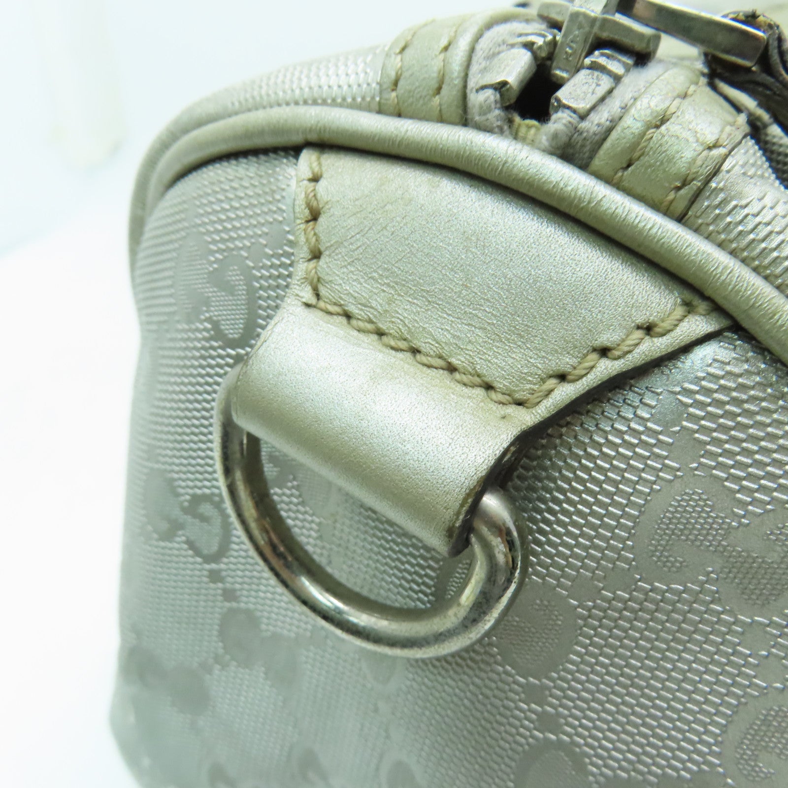 GUCCI 【激減優惠】塗層帆布Boston Bag銀扣波士頓包銀色
