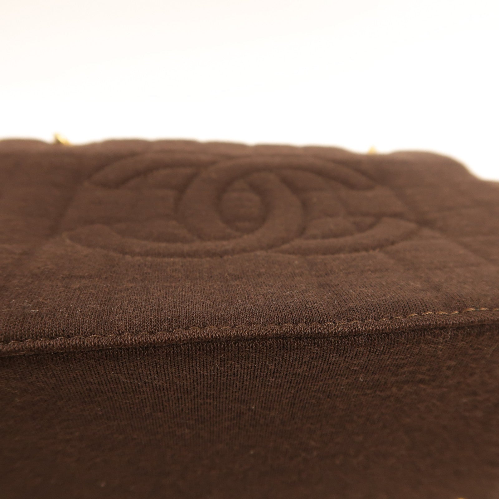 CHANEL CC Vintage Chain Shoulder Bag Canvas Brown