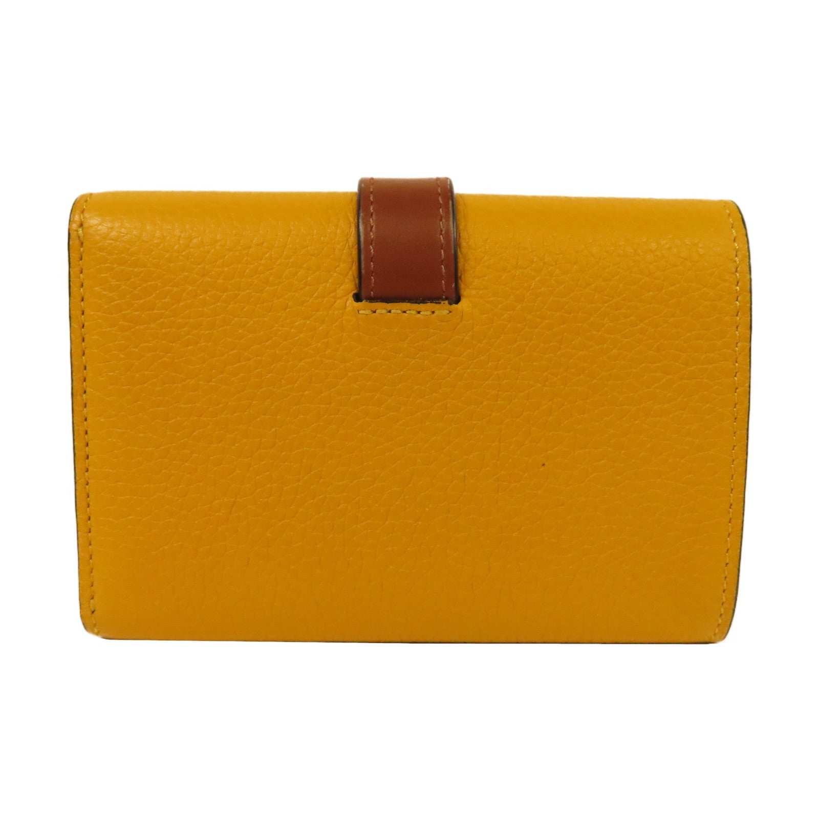LOEWE 【激減優惠】牛皮皮革Wallet銀扣鈕扣錢包黃色