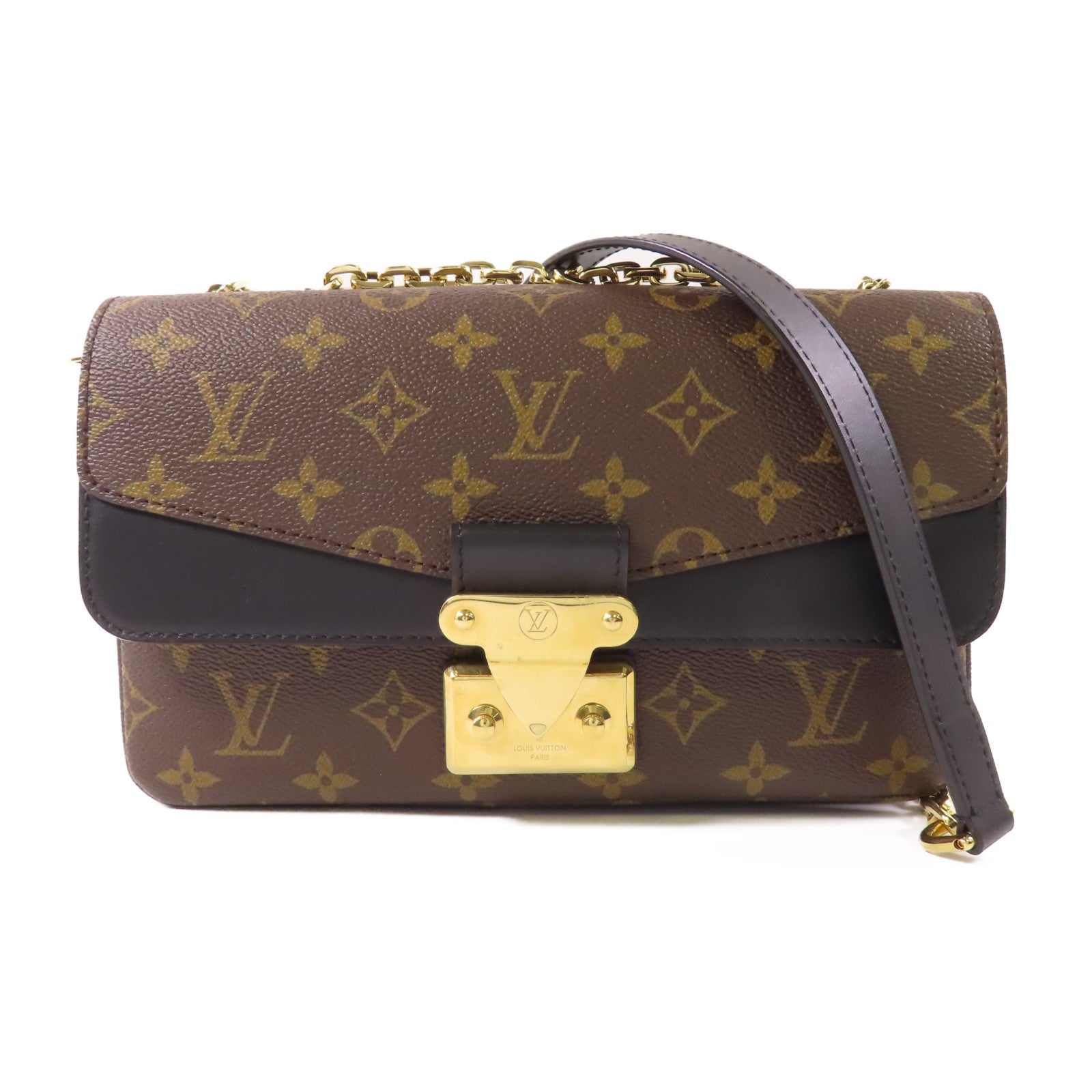 LOUIS VUITTON Monogram Marceau金扣鏈帶肩背袋棕色