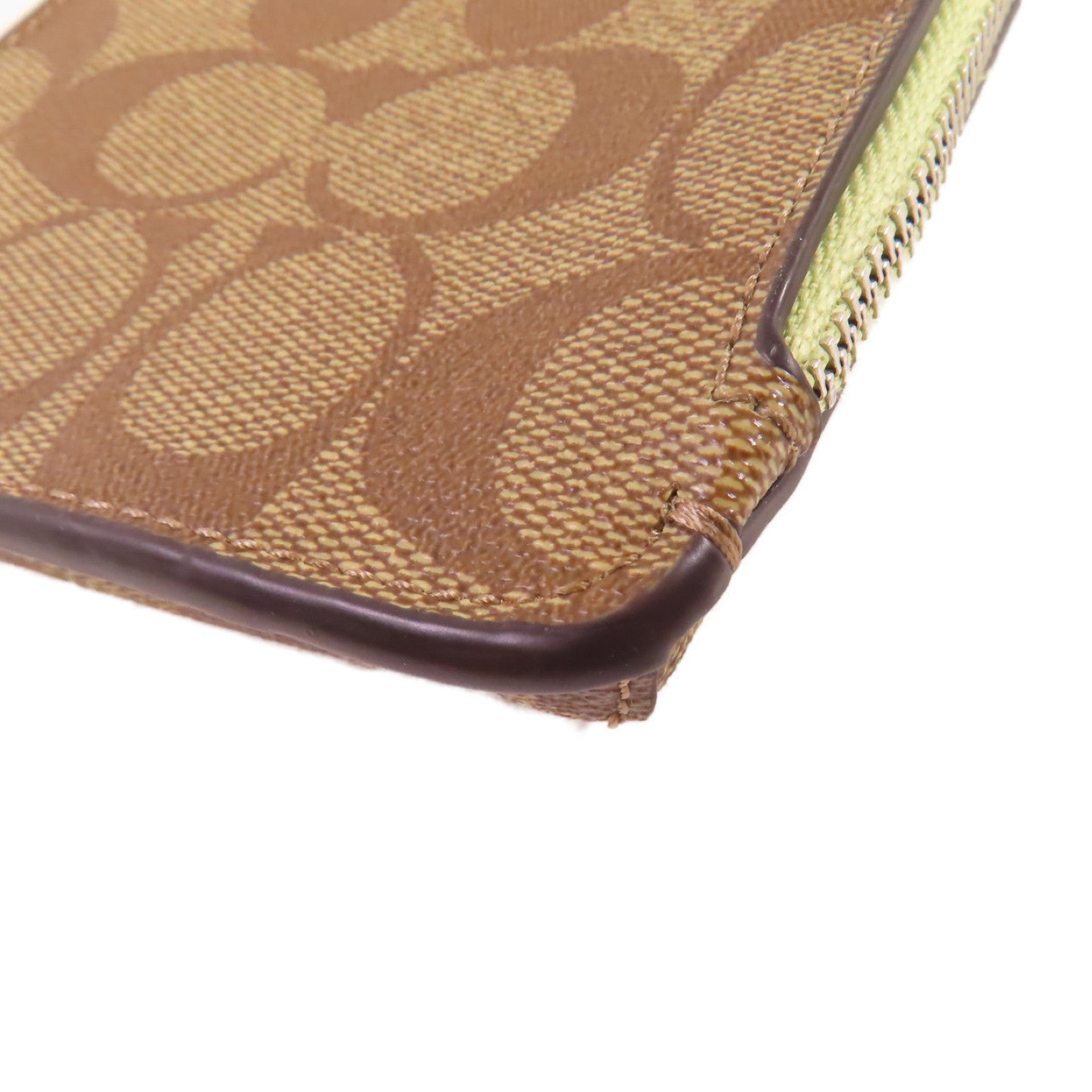 COACH 塗層帆布Phone Case Shoulder Bag銀扣肩背袋啡色/綠色