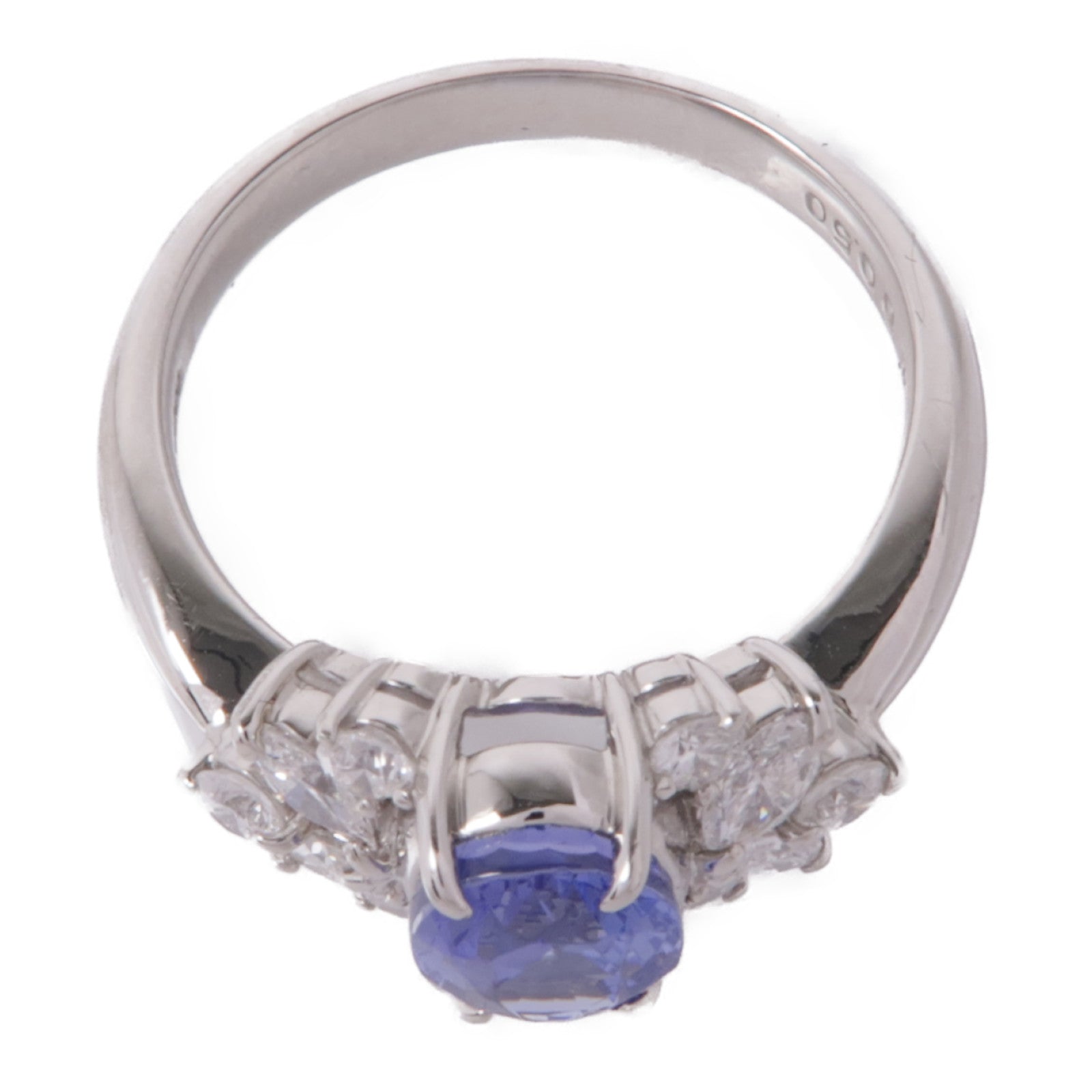 JEWELRY 【激減優惠】PT900鉑金Tanzanite/Diamond Ring坦桑石/鑽石戒指US#6.75