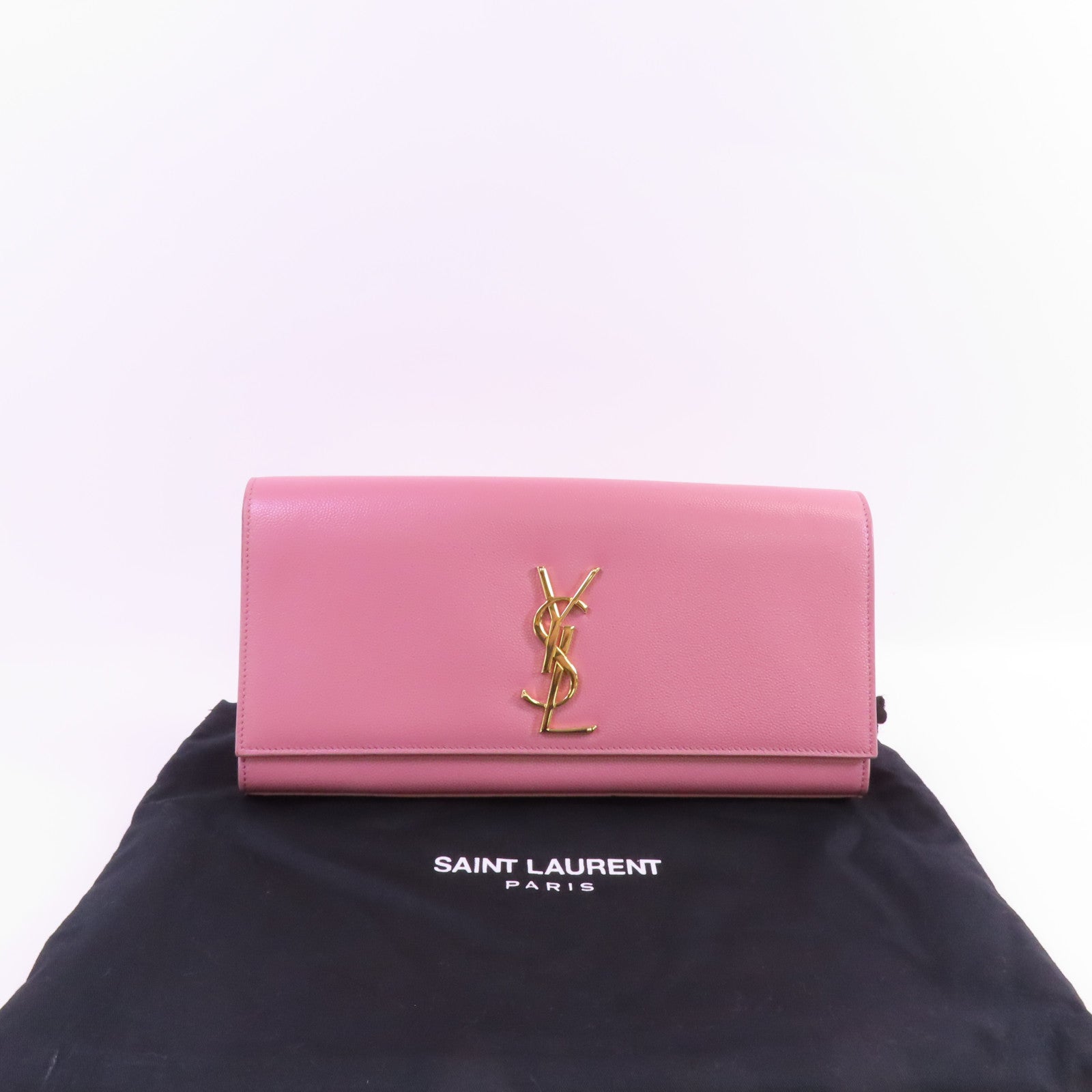 SAINT LAURENT 牛皮皮革Clutch金扣手拿包