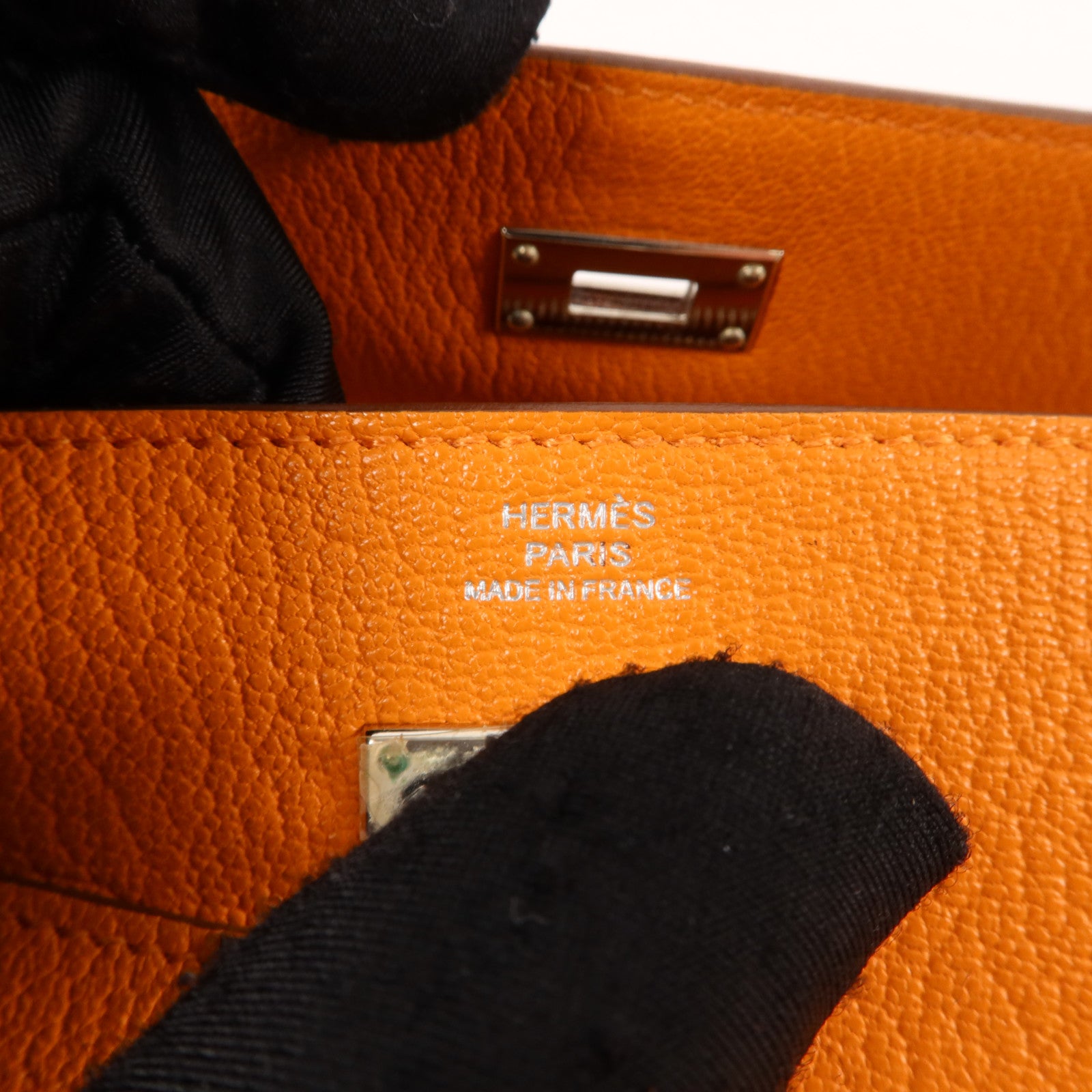 HERMES Chevre皮革Kelly Long Wallet長錢包Orange