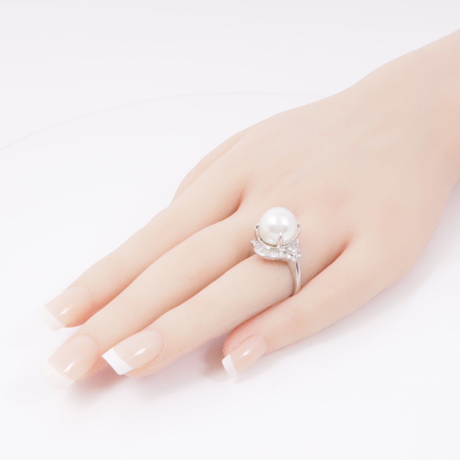 JEWELRY PT900鉑金Pearl Diamond Ring珍珠/鑽石戒指US#6