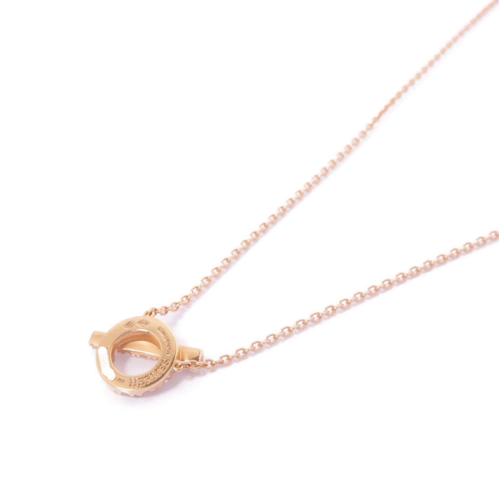 HERMES 18K玫瑰金Finesse Pendant鑽石項鍊