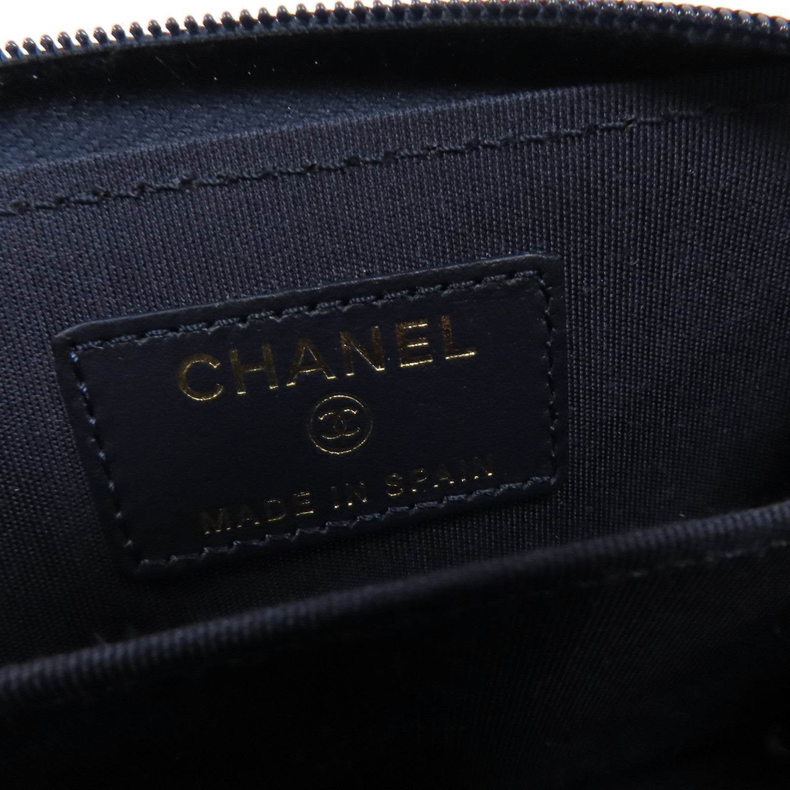 CHANEL 牛皮皮革Coin Case金扣零錢包藍色