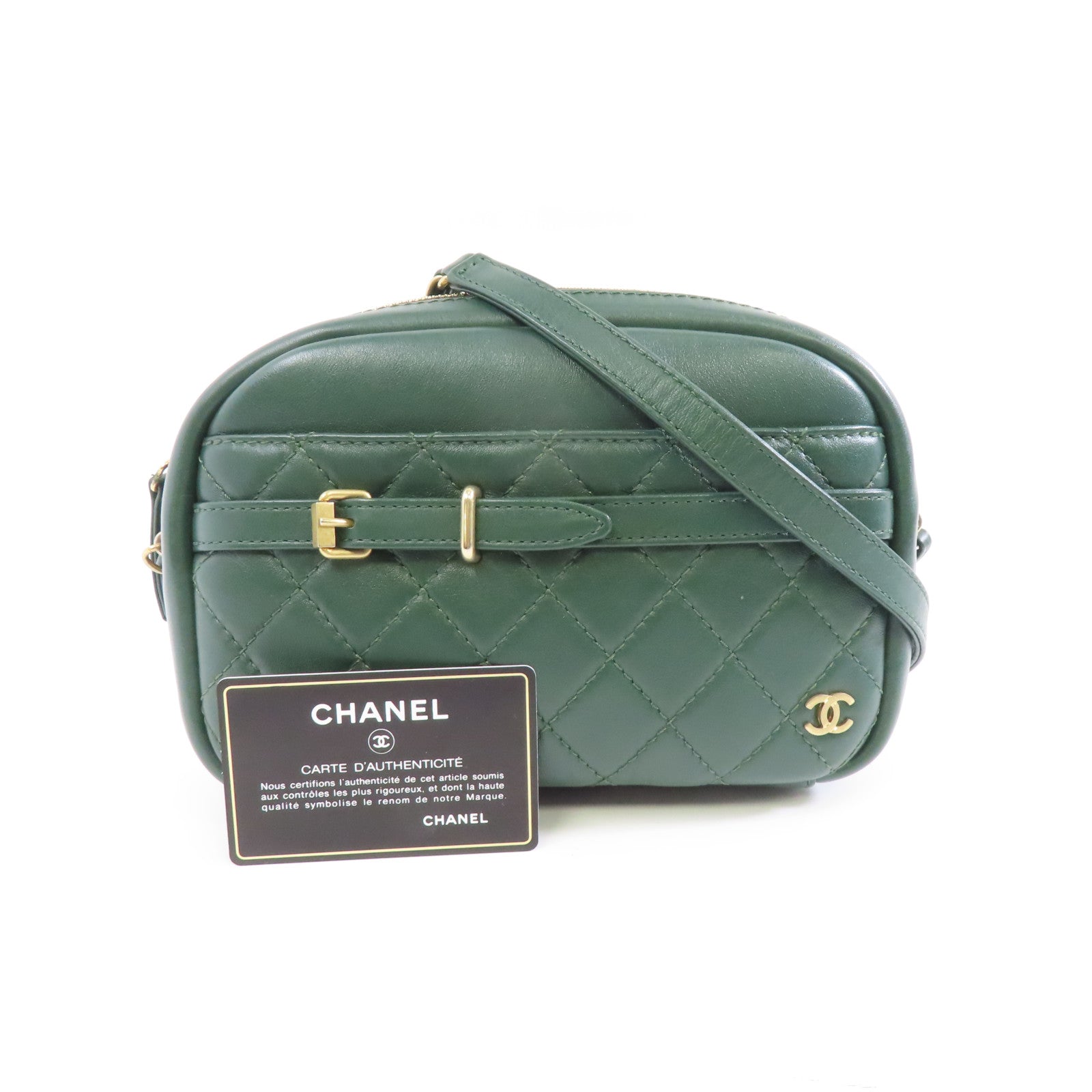 CHANEL 【激減優惠】菱格牛皮皮革Chain Shoulder Bag金扣鏈帶肩背袋綠色