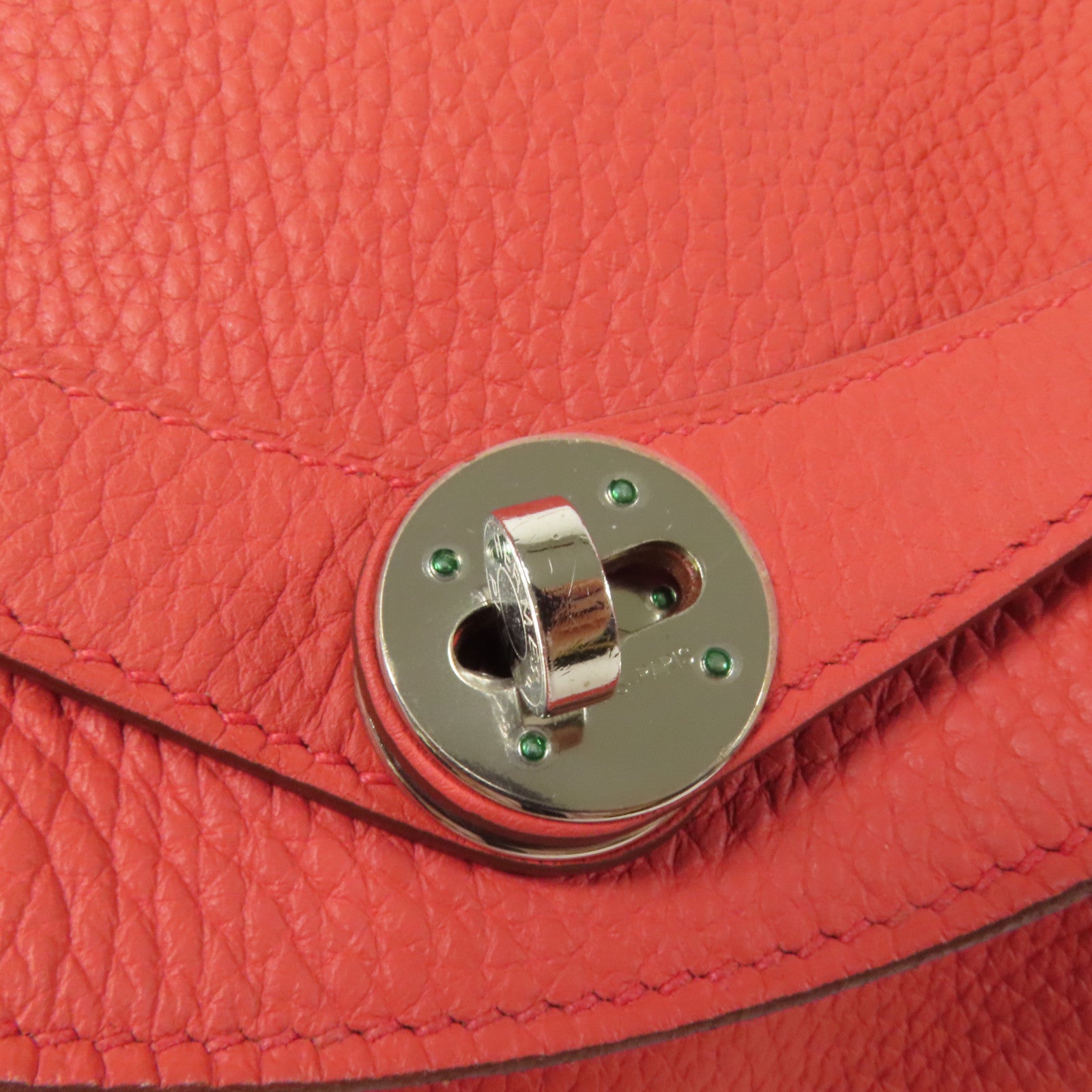 HERMES Clemence皮革Lindy 30銀扣手挽肩背兩用袋Red