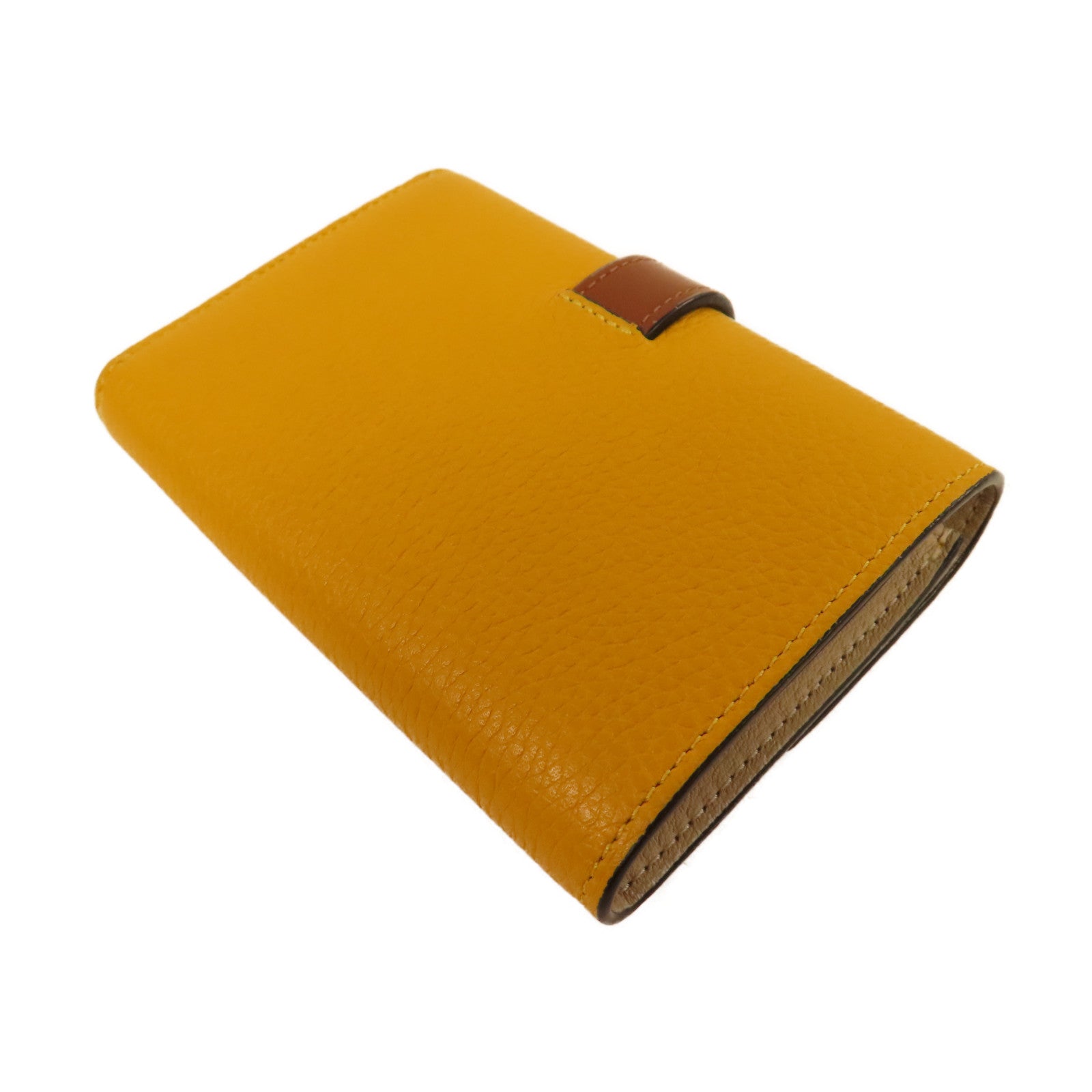 LOEWE 【激減優惠】牛皮皮革Wallet銀扣鈕扣錢包黃色