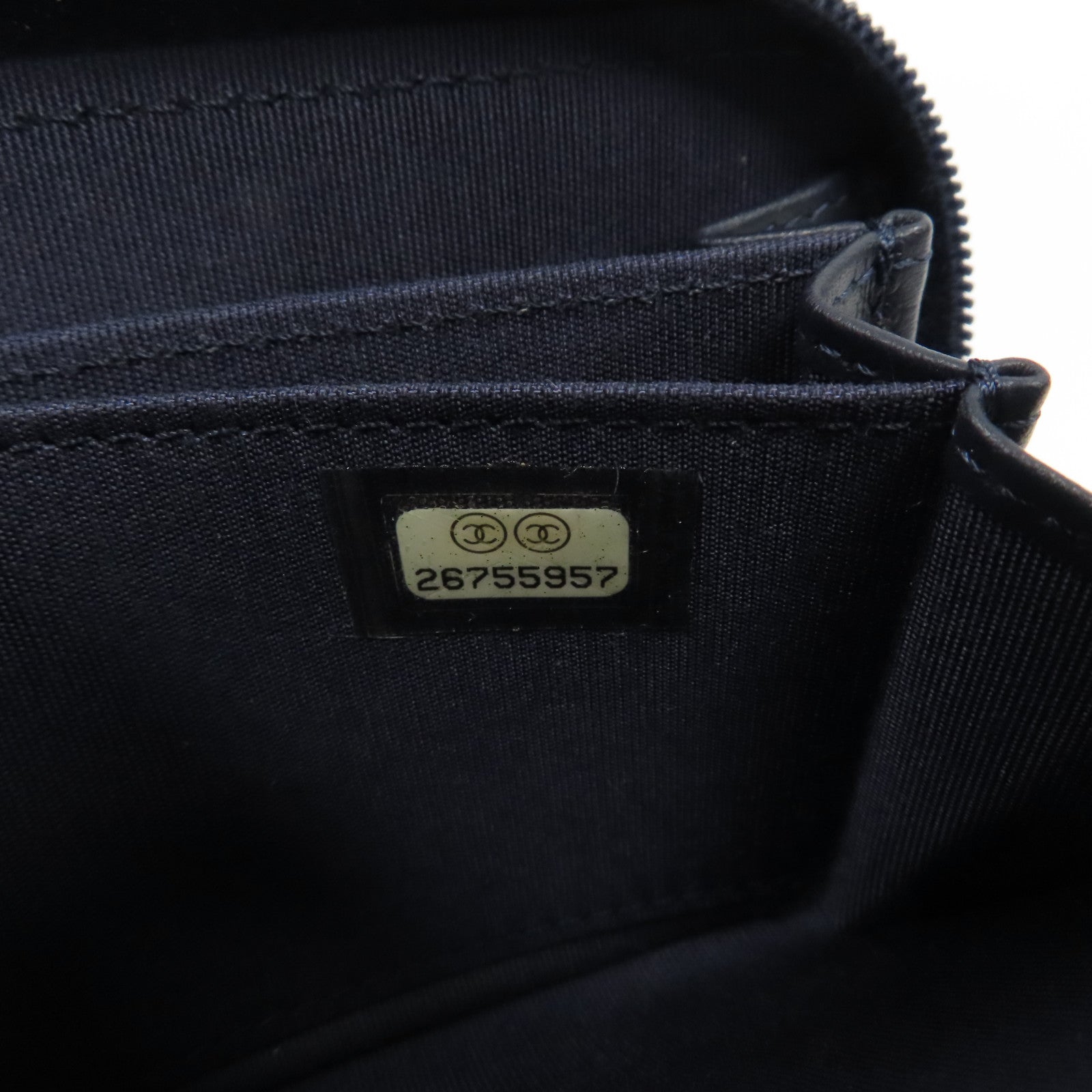 CHANEL 牛皮皮革Coin Case金扣零錢包藍色
