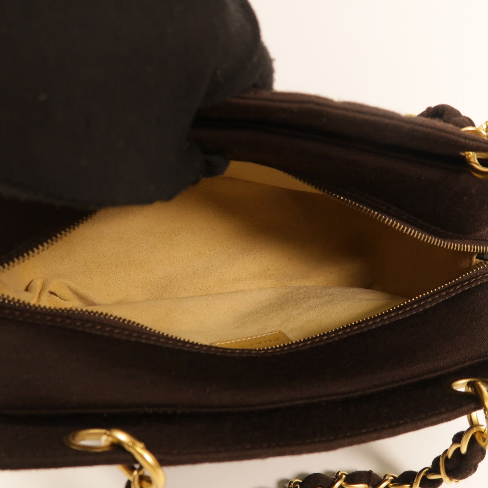 CHANEL CC Vintage Chain Shoulder Bag Canvas Brown