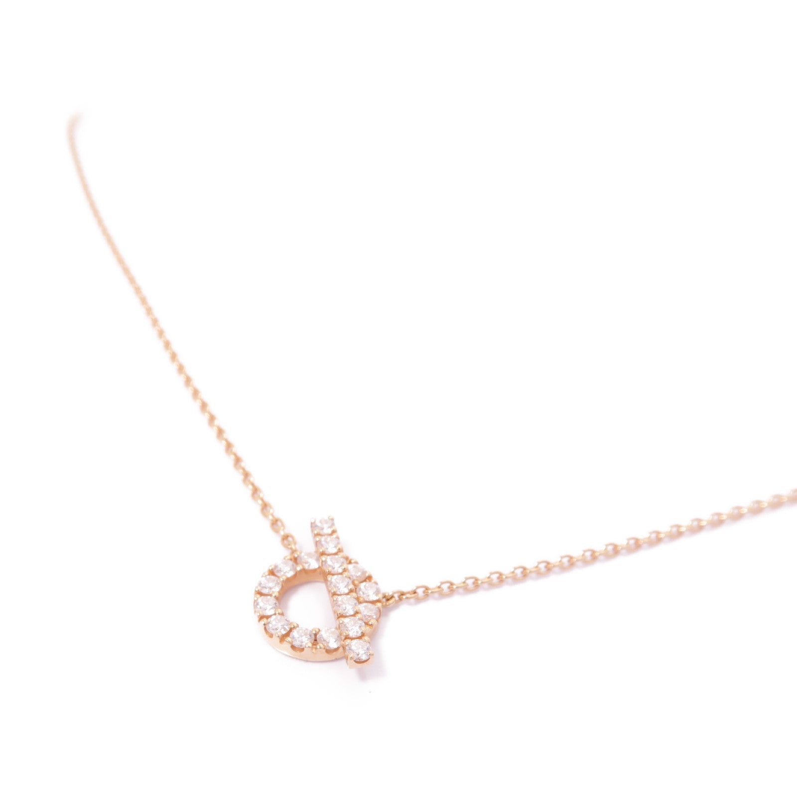 HERMES 18K玫瑰金Finesse Pendant鑽石項鍊