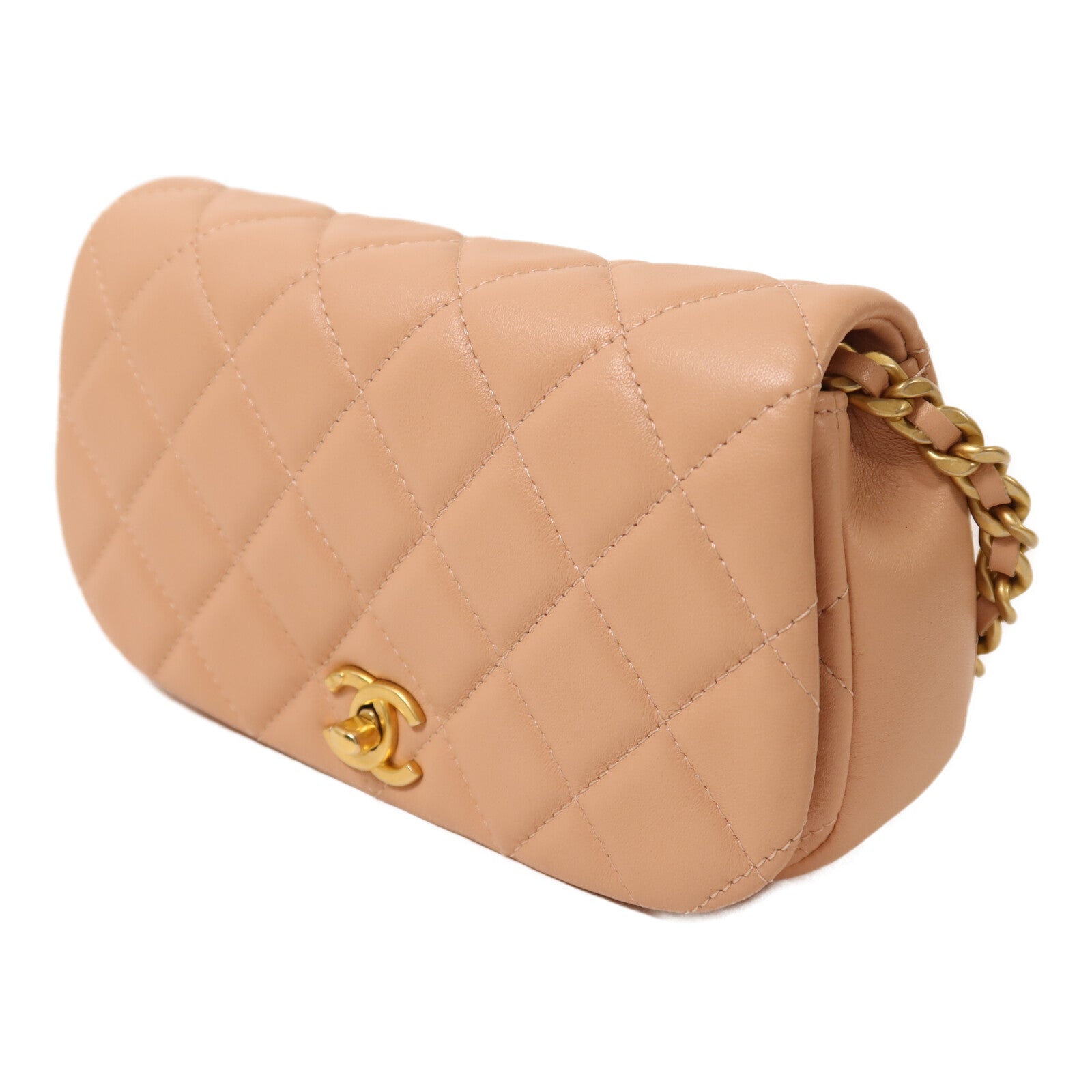 CHANEL 牛皮皮革Chain Shoulder金扣鏈帶肩背袋
