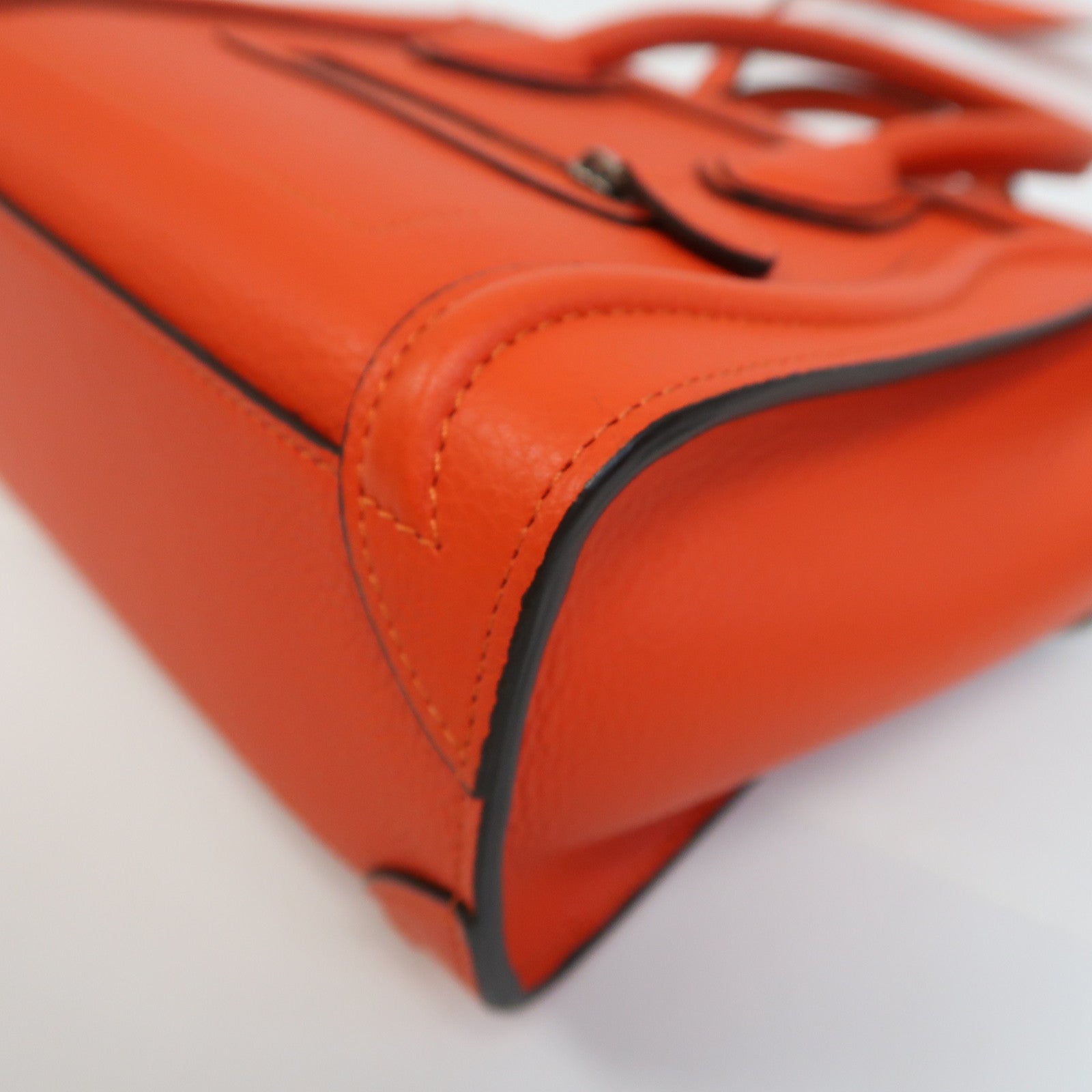 CELINE 牛皮皮革Nano Luggase銀扣手挽肩背兩用袋紅色