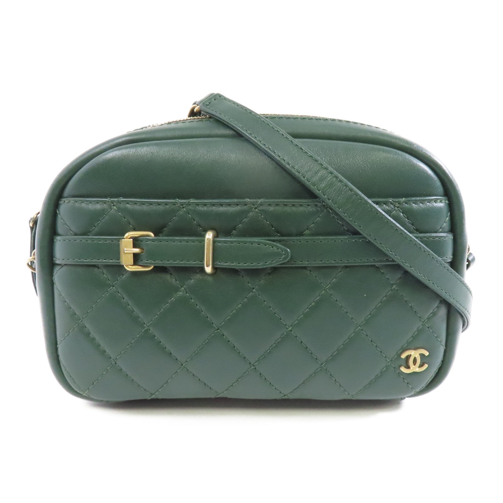 CHANEL 【激減優惠】菱格牛皮皮革Chain Shoulder Bag金扣鏈帶肩背袋綠色