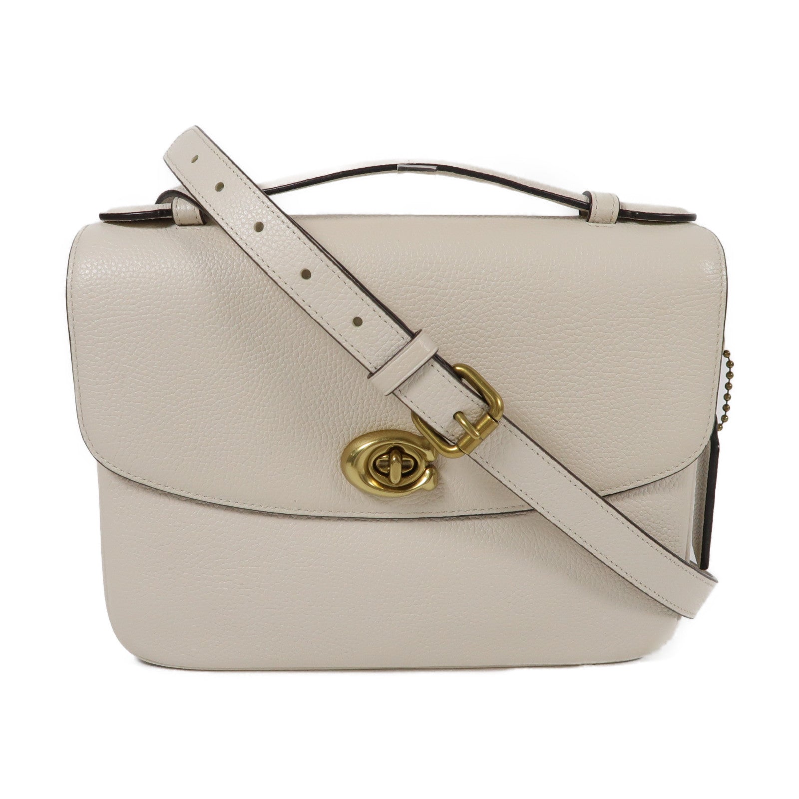 COACH 牛皮皮革Shoulder Bag金扣手挽肩背兩用袋白色